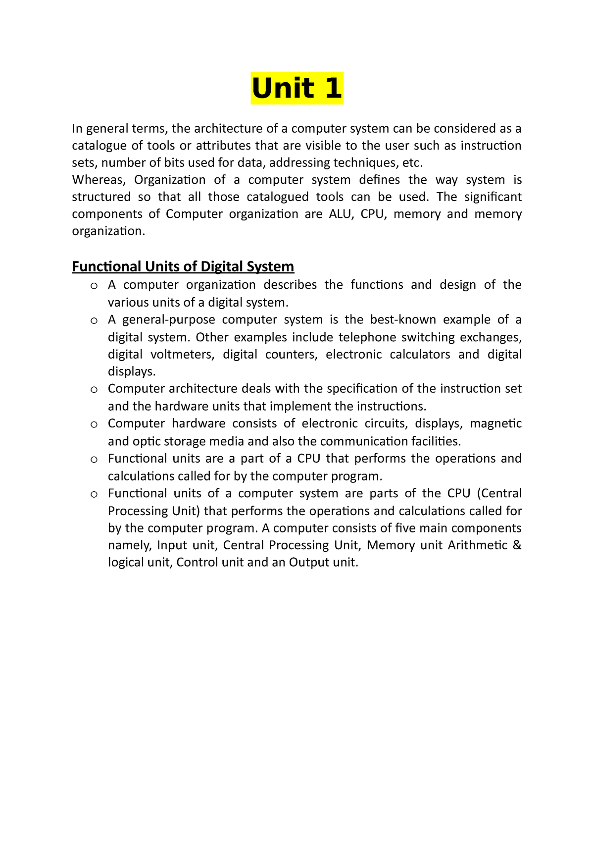 coa-notes-unit-1-in-general-terms-the-architecture-of-a-computer