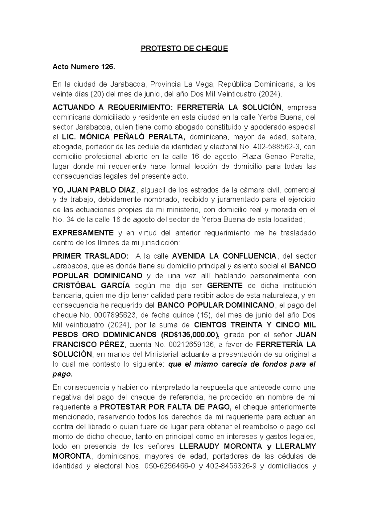 Acto Protesto cheque - Instituto Universidad Abierta para Adultos ...