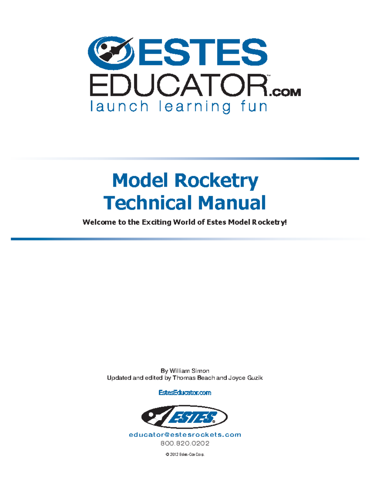 2819 Estes Model Rocketry Technical Manual By William Simon Updated