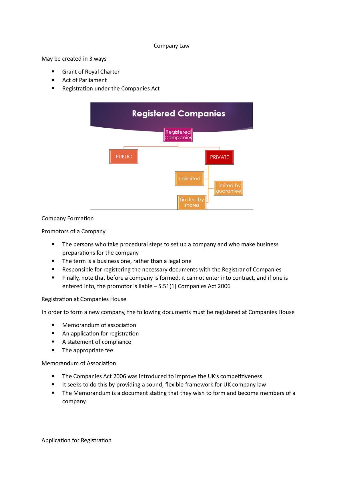 Lecture 6 - Company Law - Company Law May Be Created In 3 Ways Grant Of ...