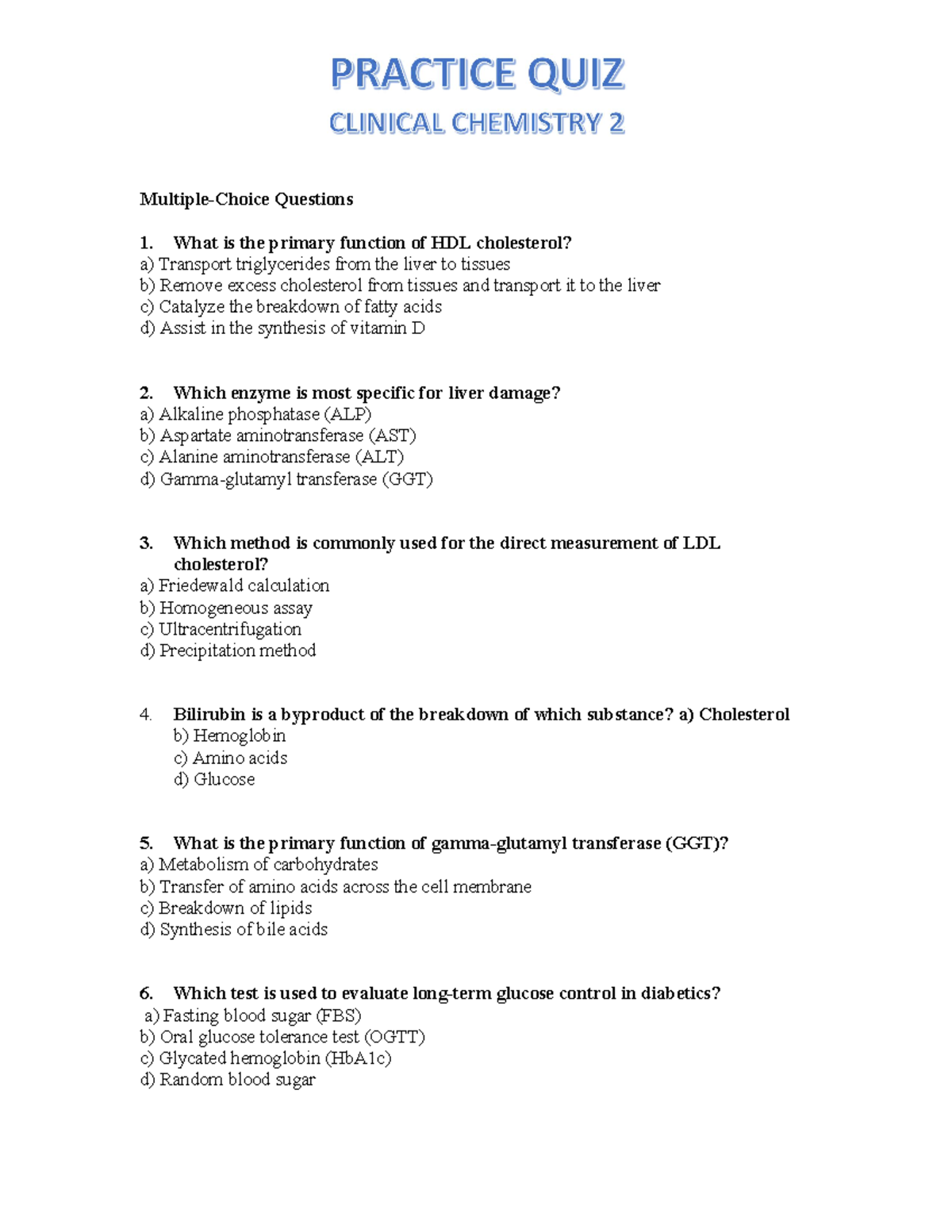 CLINICAL CHEMISTRY SELF ASSESSMENT 700 MULTIPLE CHOICE QUESTIONS WITH ANSWERS EXPLAINED PDF visual data 2
