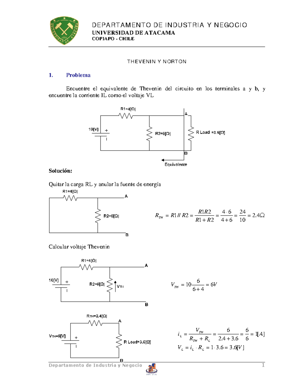 Ejercicios Resueltos Con Teoremas De Thevenin Y Norton - T H EV EN I N ...