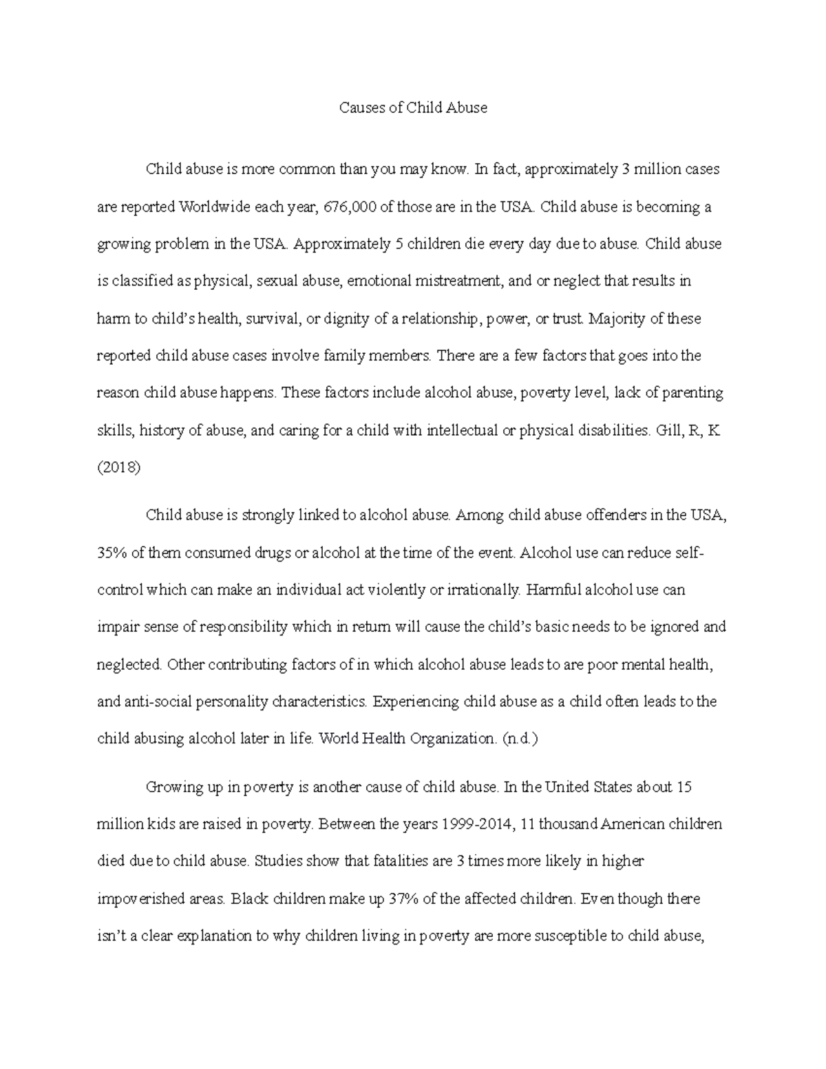 essay on causes of child abuse