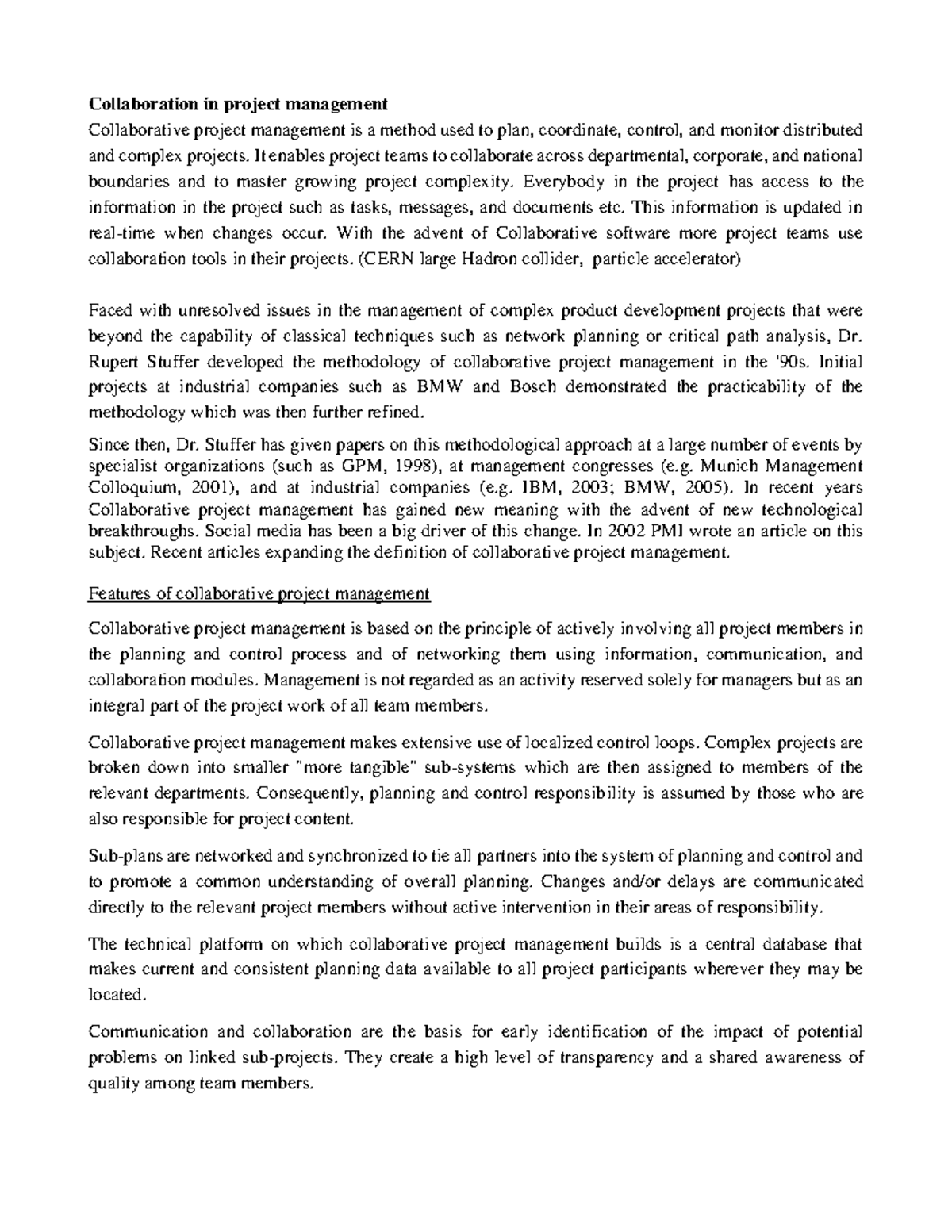 Collaborative PM - Lecture notes 1 - Collaboration in project ...