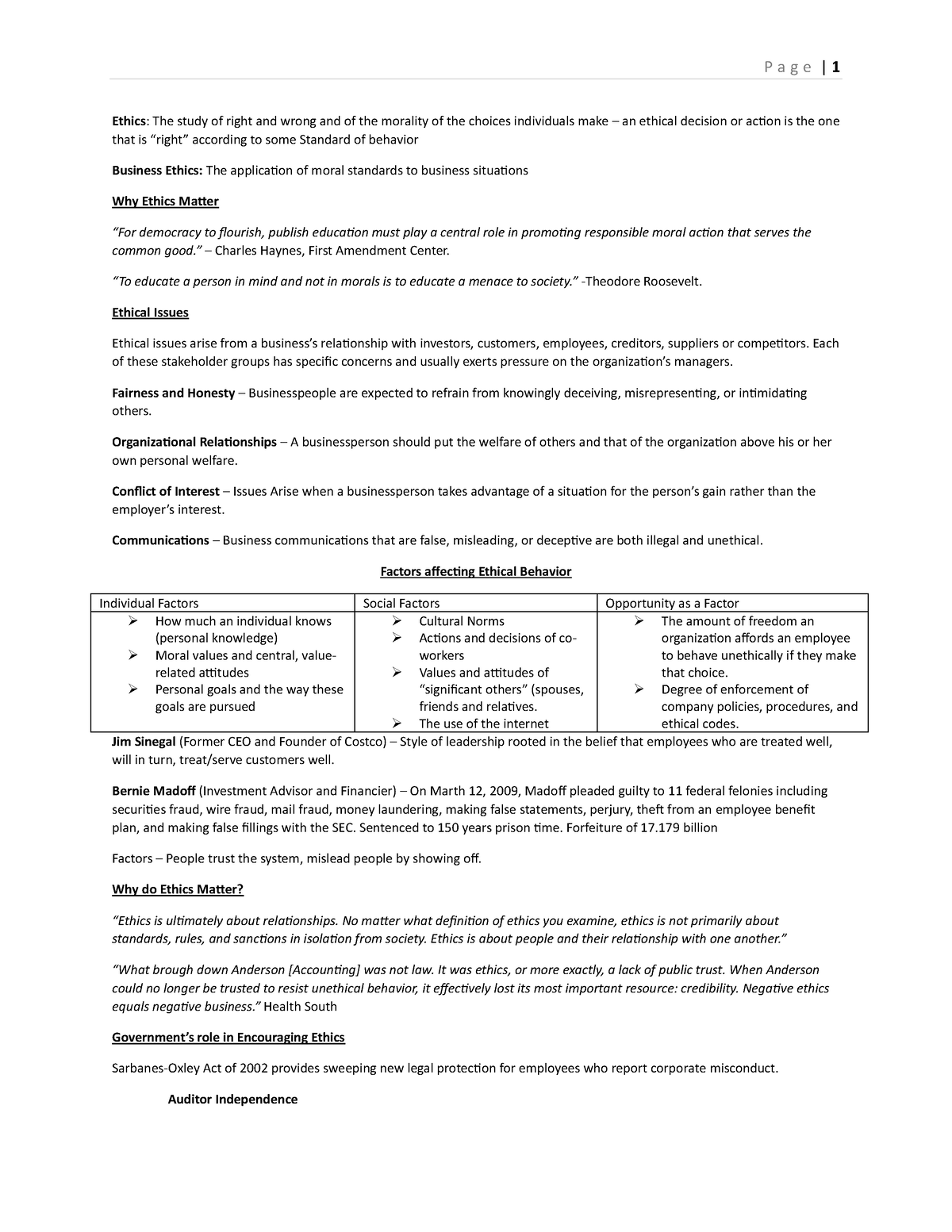 Cheat Sheet - im just uploading this to download a file - Ethics: The ...