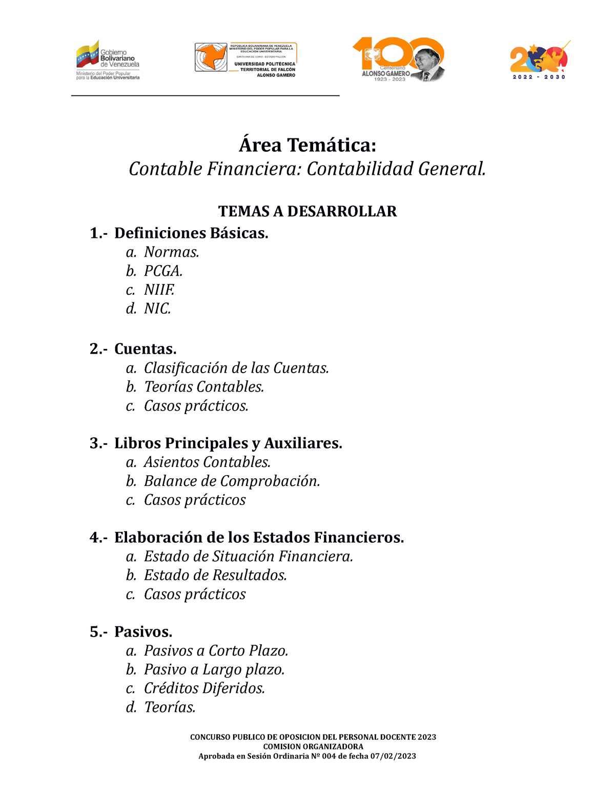 Contable Financiera Contabilidad General - Área Temática: Contable ...