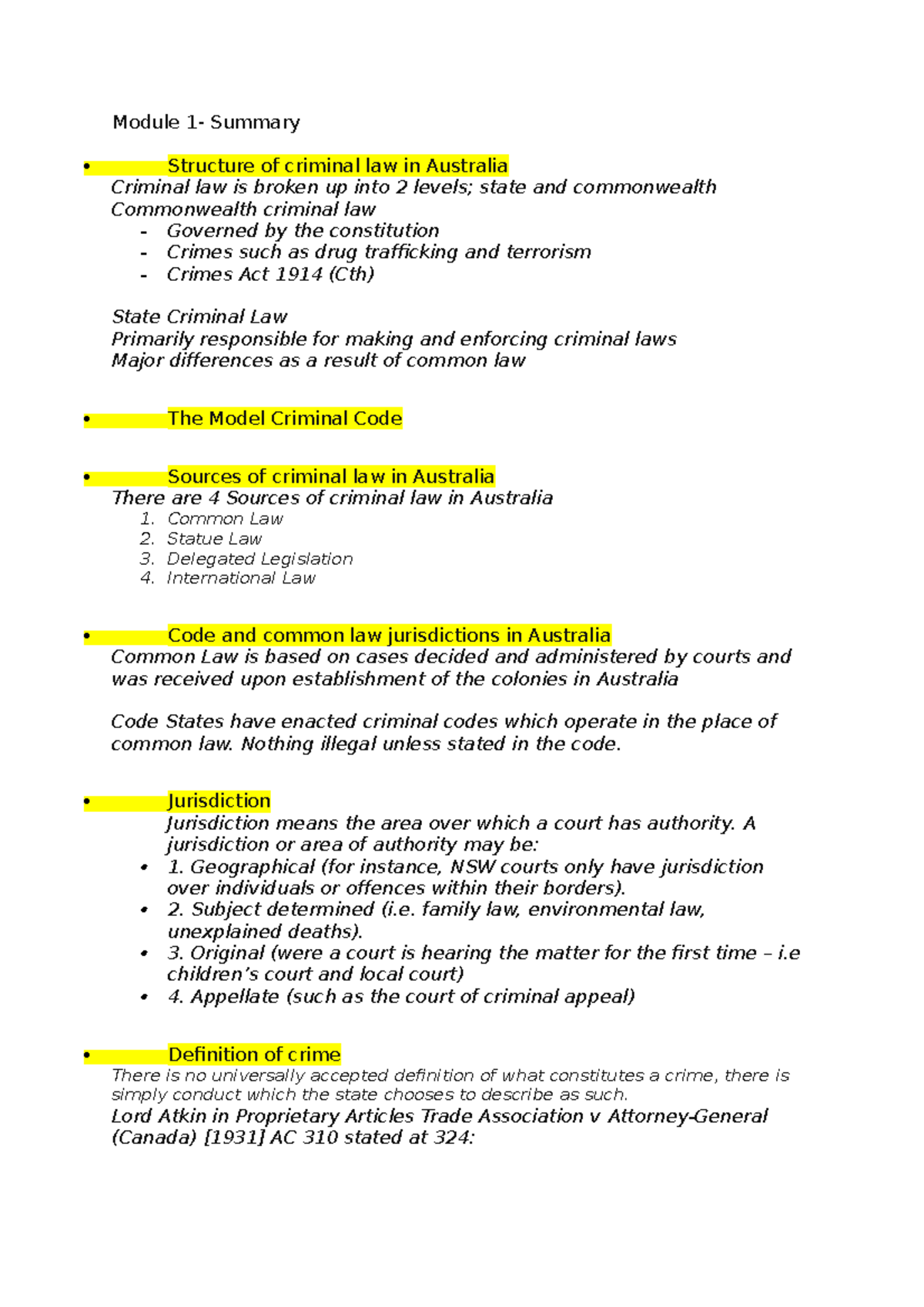 Elements Of Criminal Law In Australia