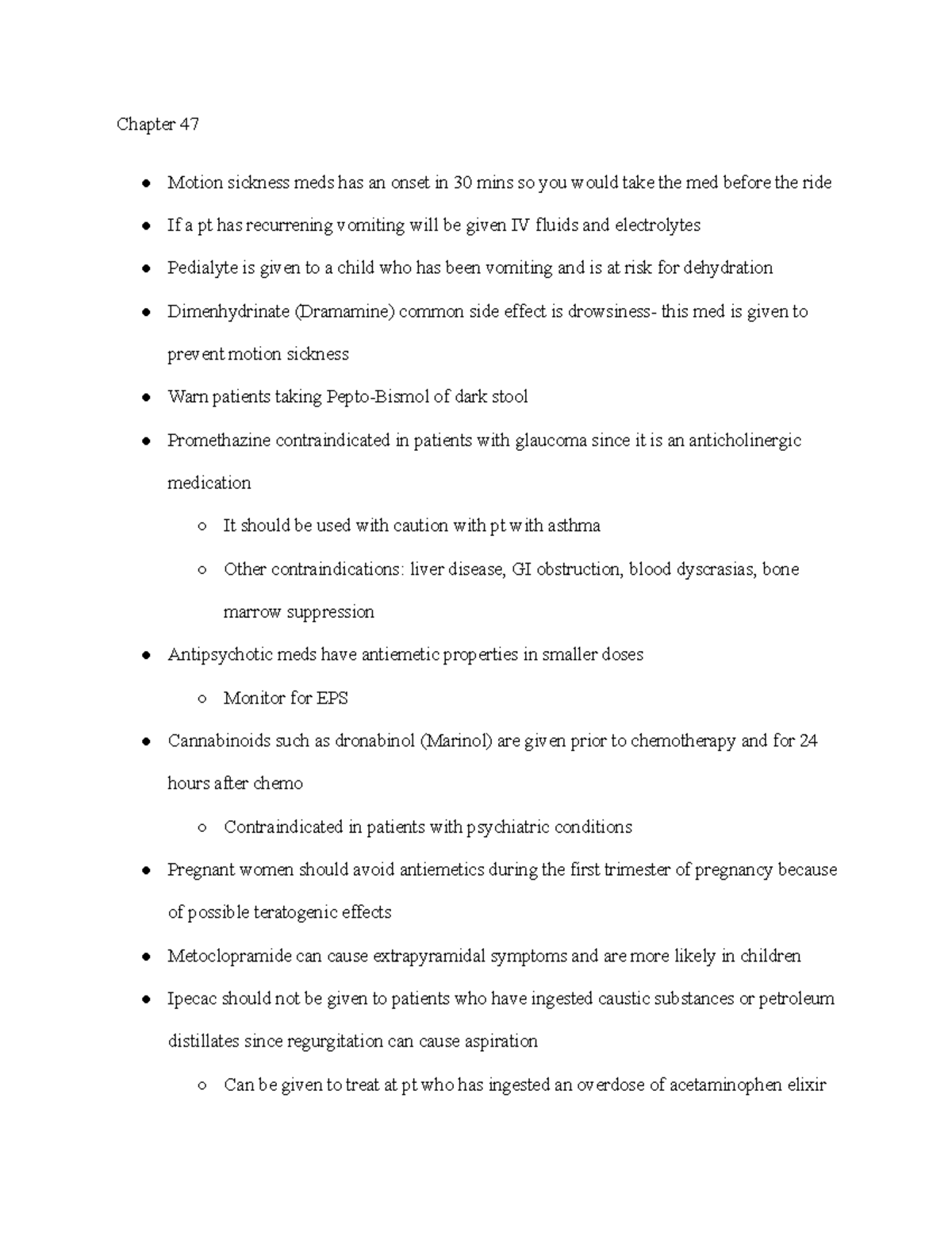 Pharm final Chapter 47 Motion sickness meds has an onset in 30 mins so you would take the med