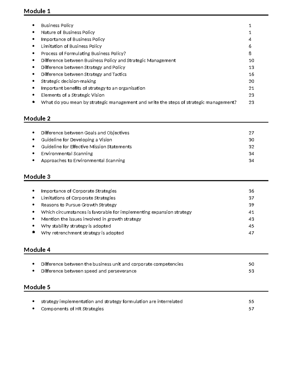 Index - Module Business Policy Nature of Business Policy Importance of ...