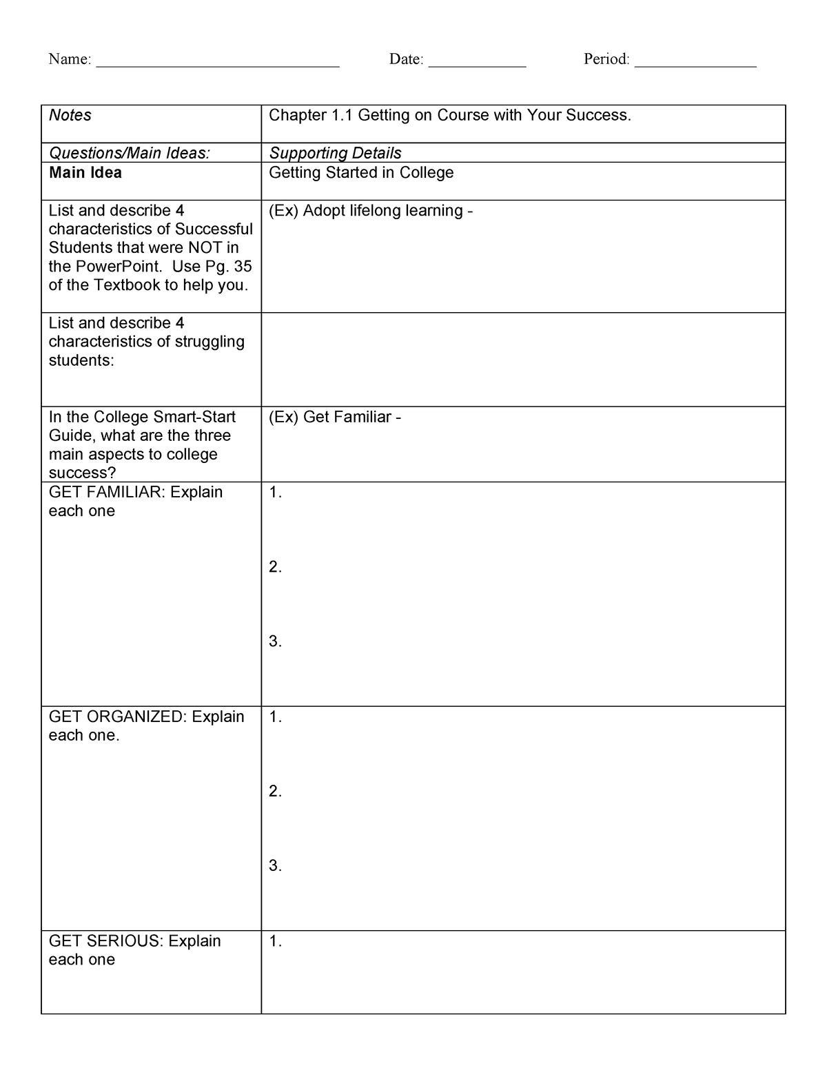 1.1 College Smart-Start Guide Cornell Notes - Name ...