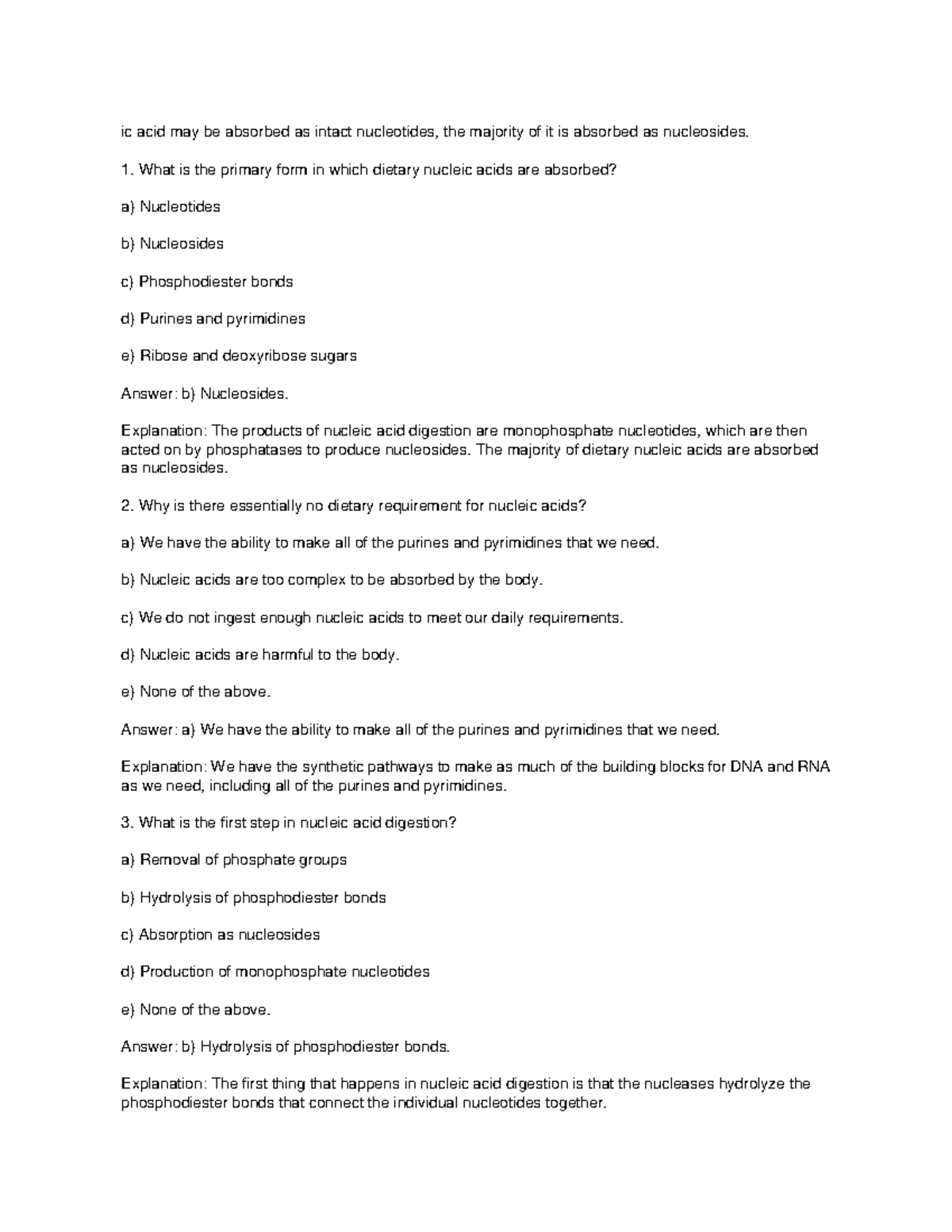 Module 13 Nucleotide Metabolism MCQ - ic acid may be absorbed as intact ...