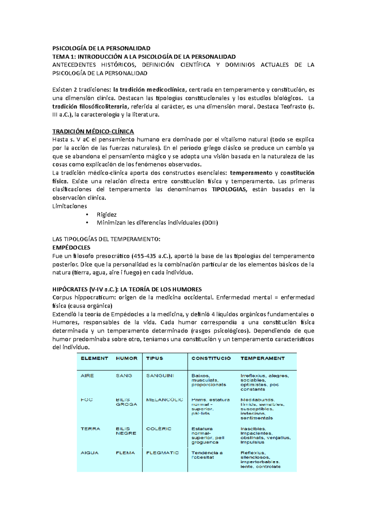 PsicologíA DE LA Personalidad - PSICOLOGÍA DE LA PERSONALIDAD TEMA 1 ...