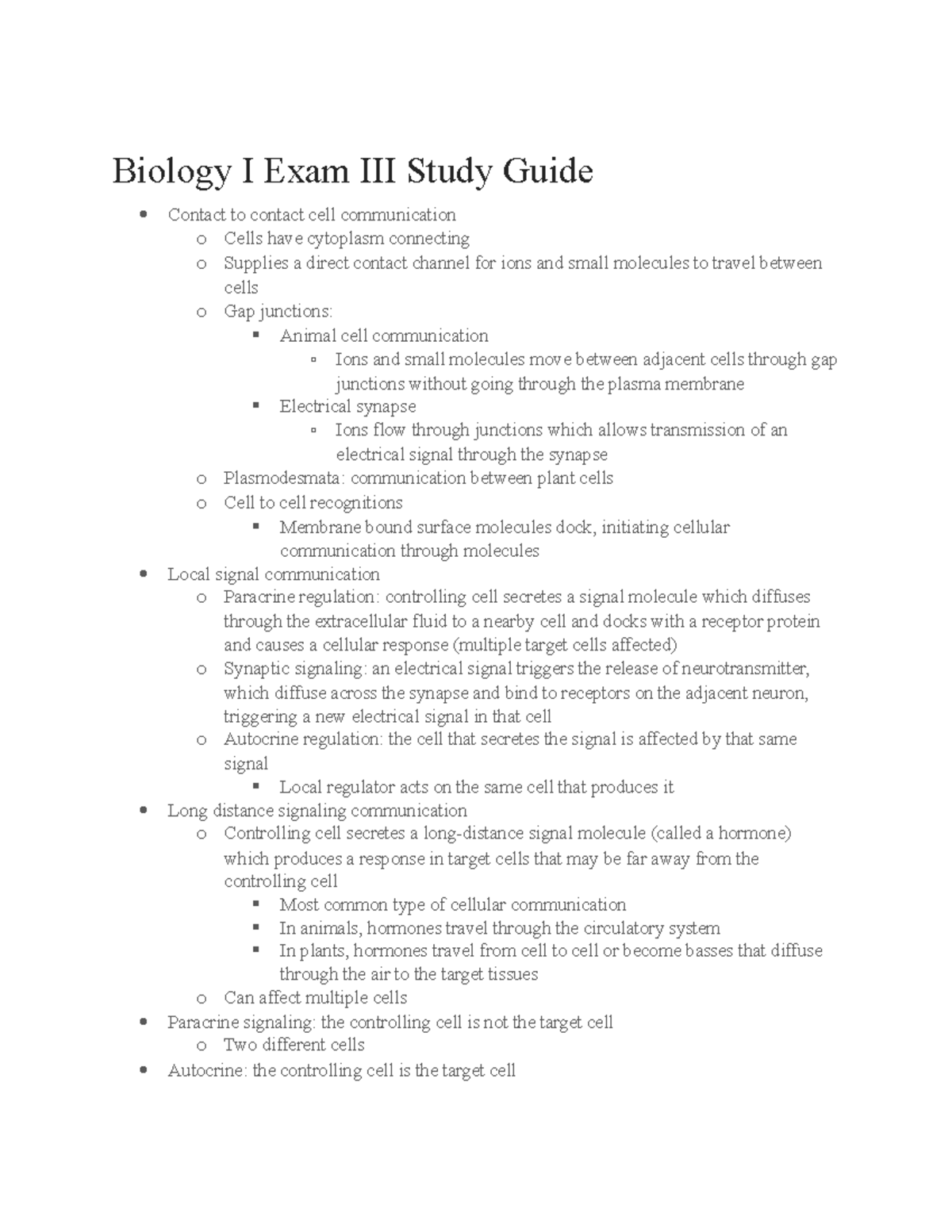 Biology I Exam III Study Guide - Studocu