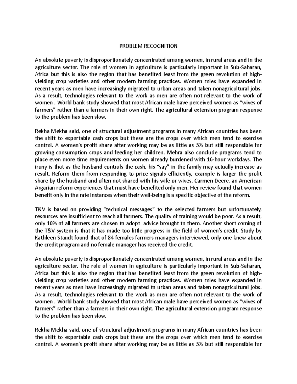 Problem Recognition - ECONOMICS - PROBLEM RECOGNITION An absolute ...