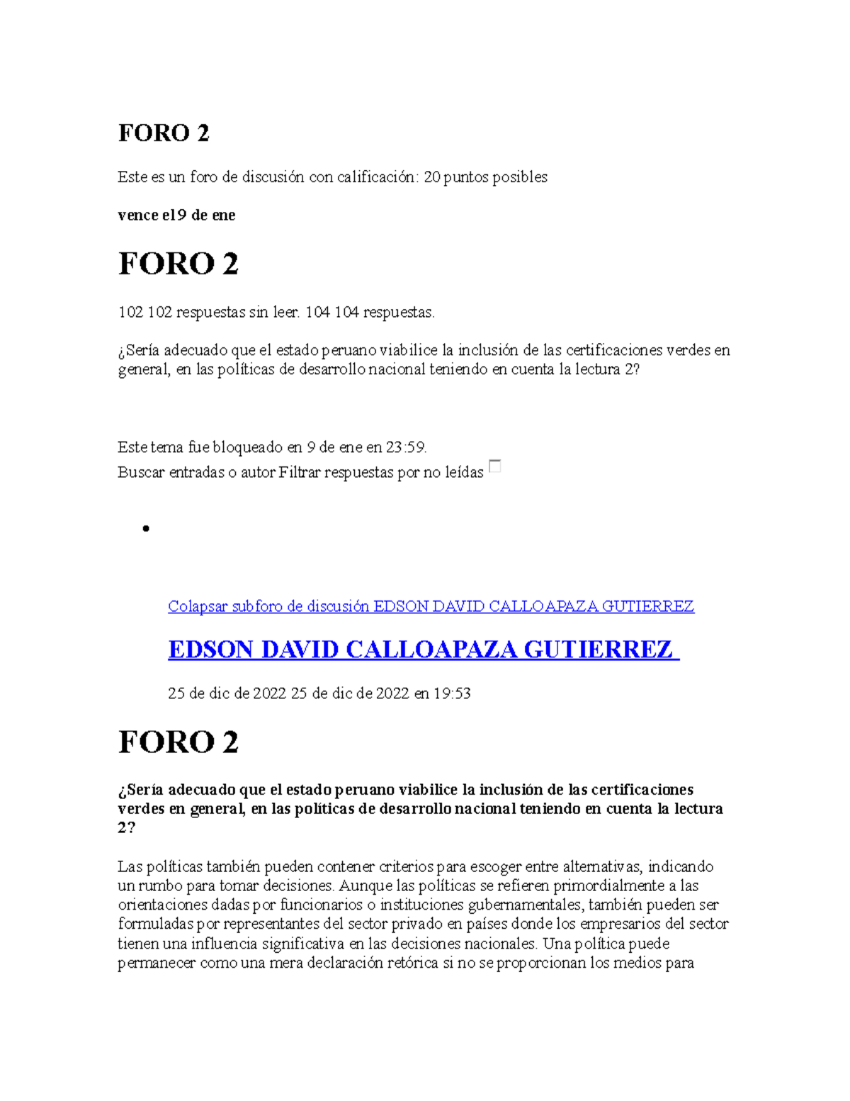 FORO 2 mercado - tarea - FORO 2 Este es un foro de discusión con ...
