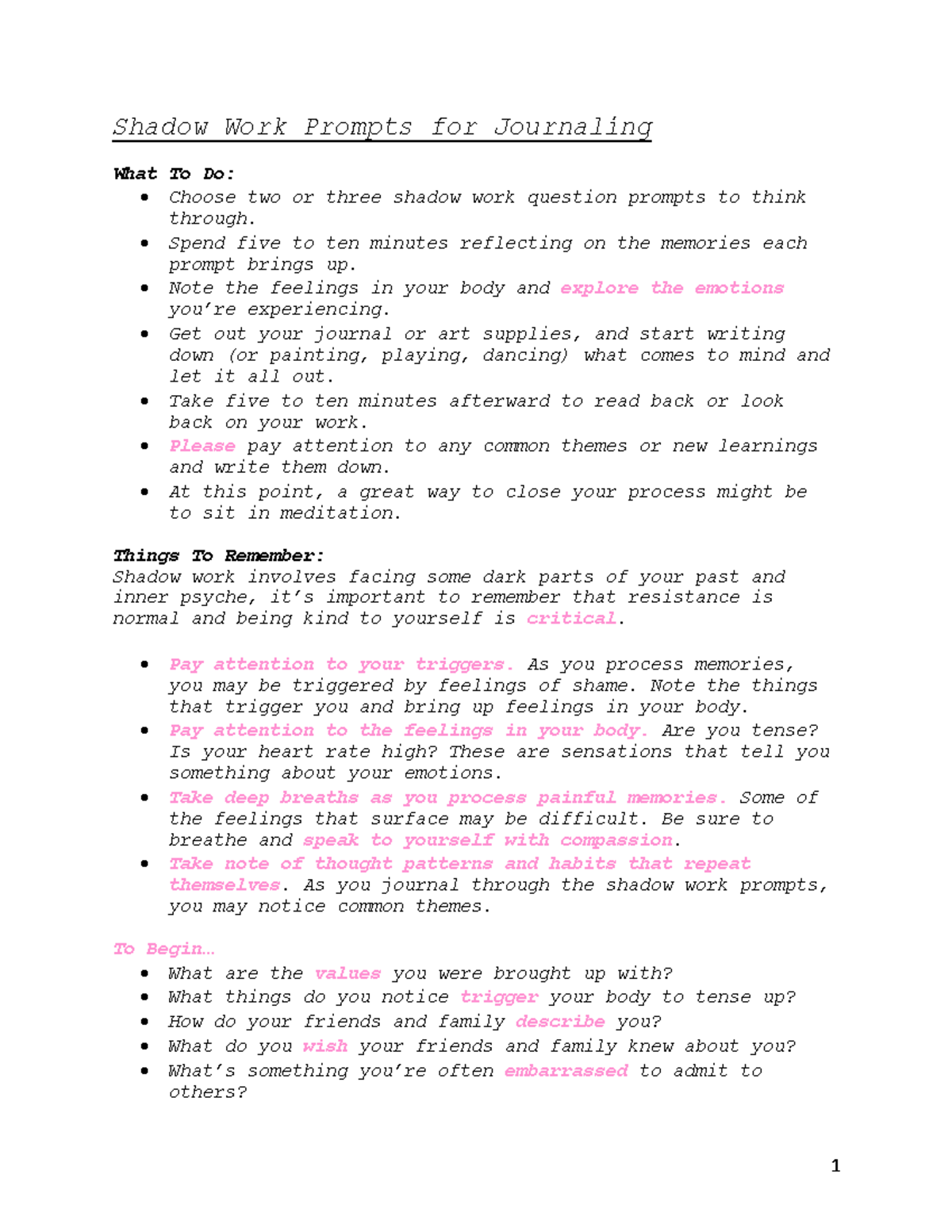 Journaling Prompts - Shadow Work Prompts for Journaling What To Do ...