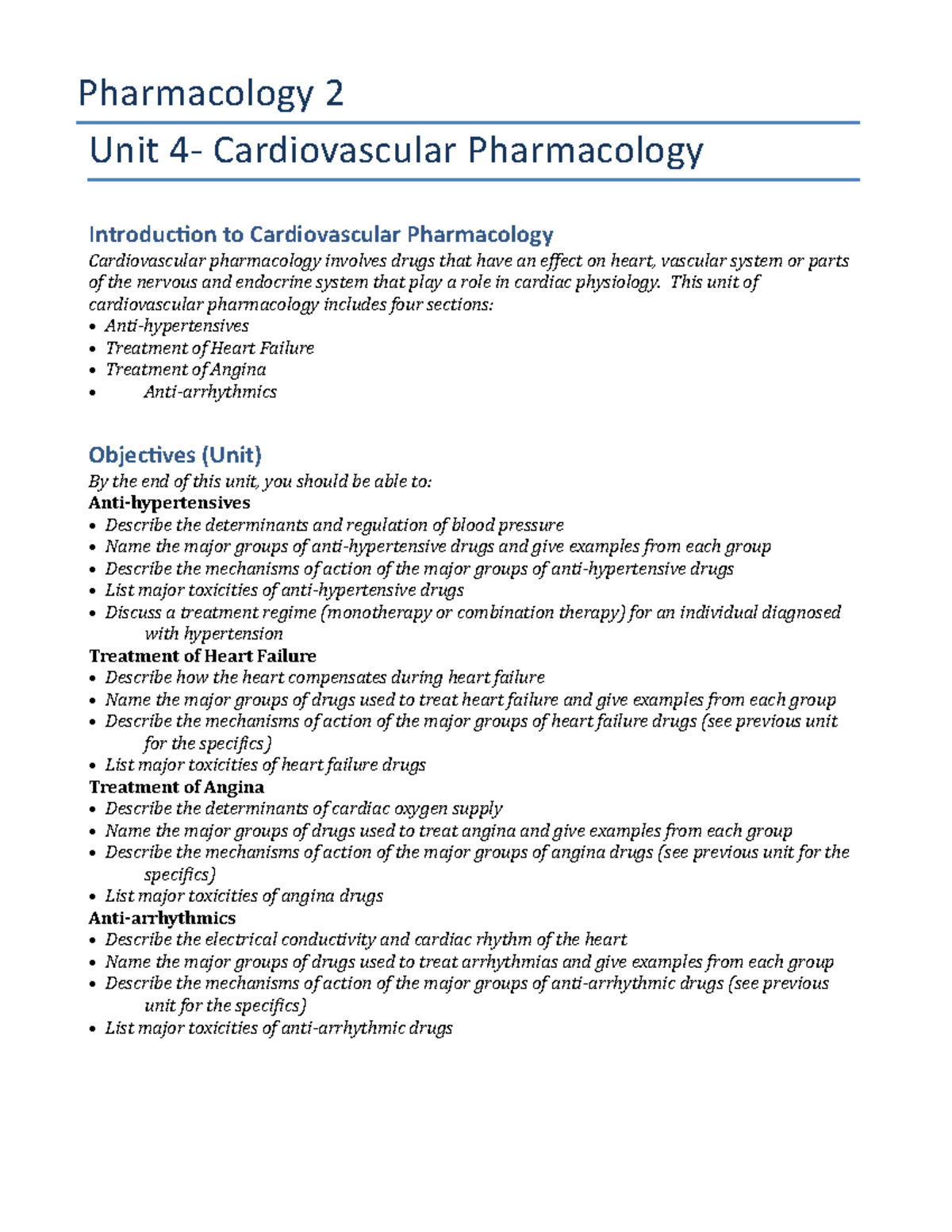 Pharmacology 2 These Are The Notes For The Second Half After Midterm