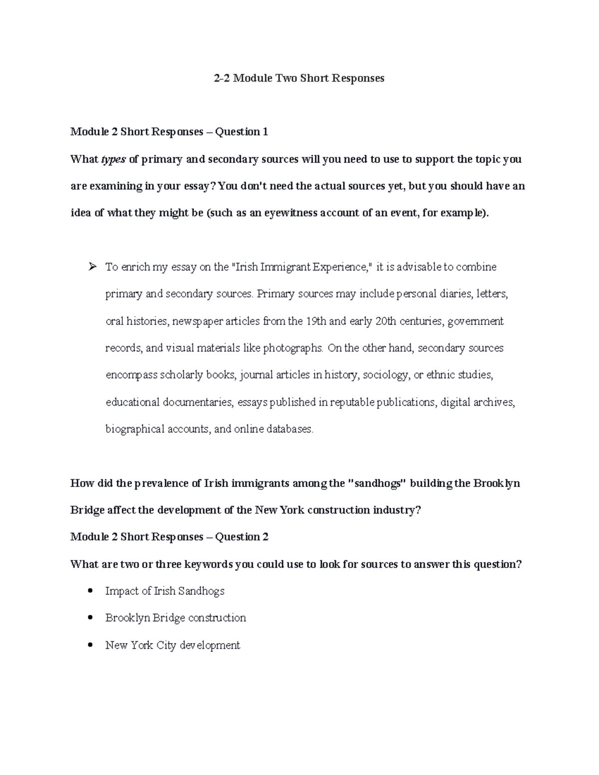 HIS 200 2-2 Module Two Short Responses - 2-2 Module Two Short Responses ...