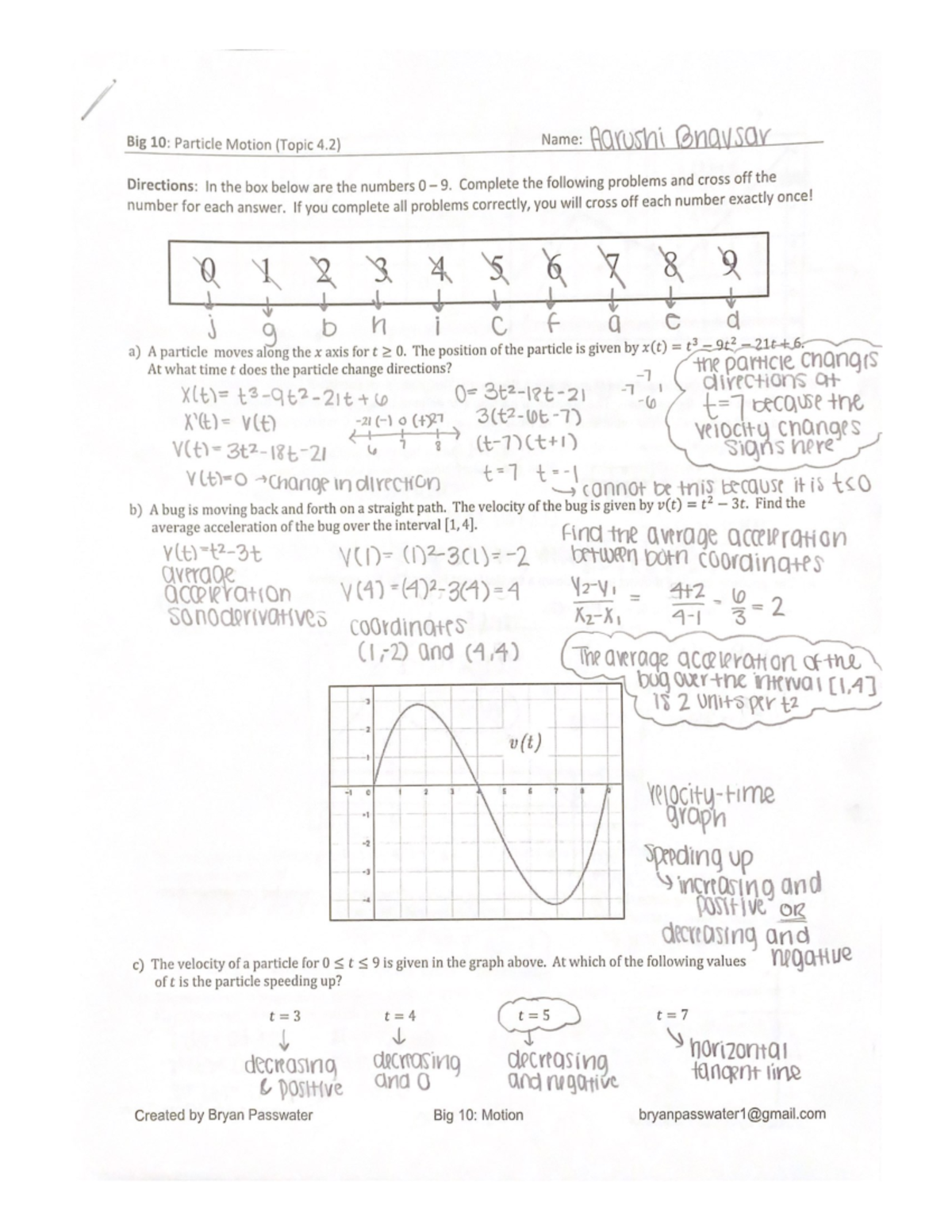 Calculus AB 2 - Big 10 Motion Practice - Studocu