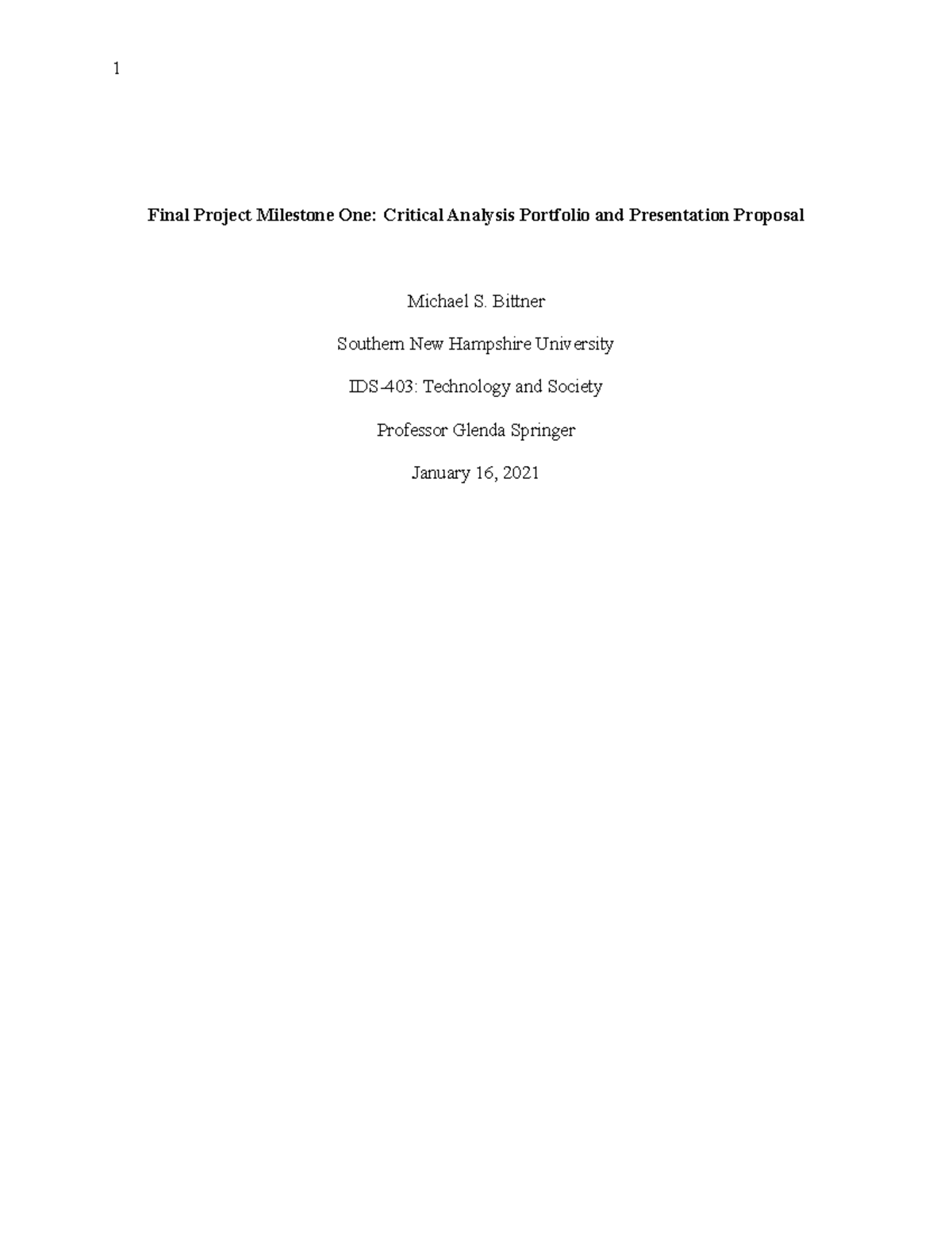 2-2 Milestone One Critical Analysis Proposal - Final Project Milestone ...