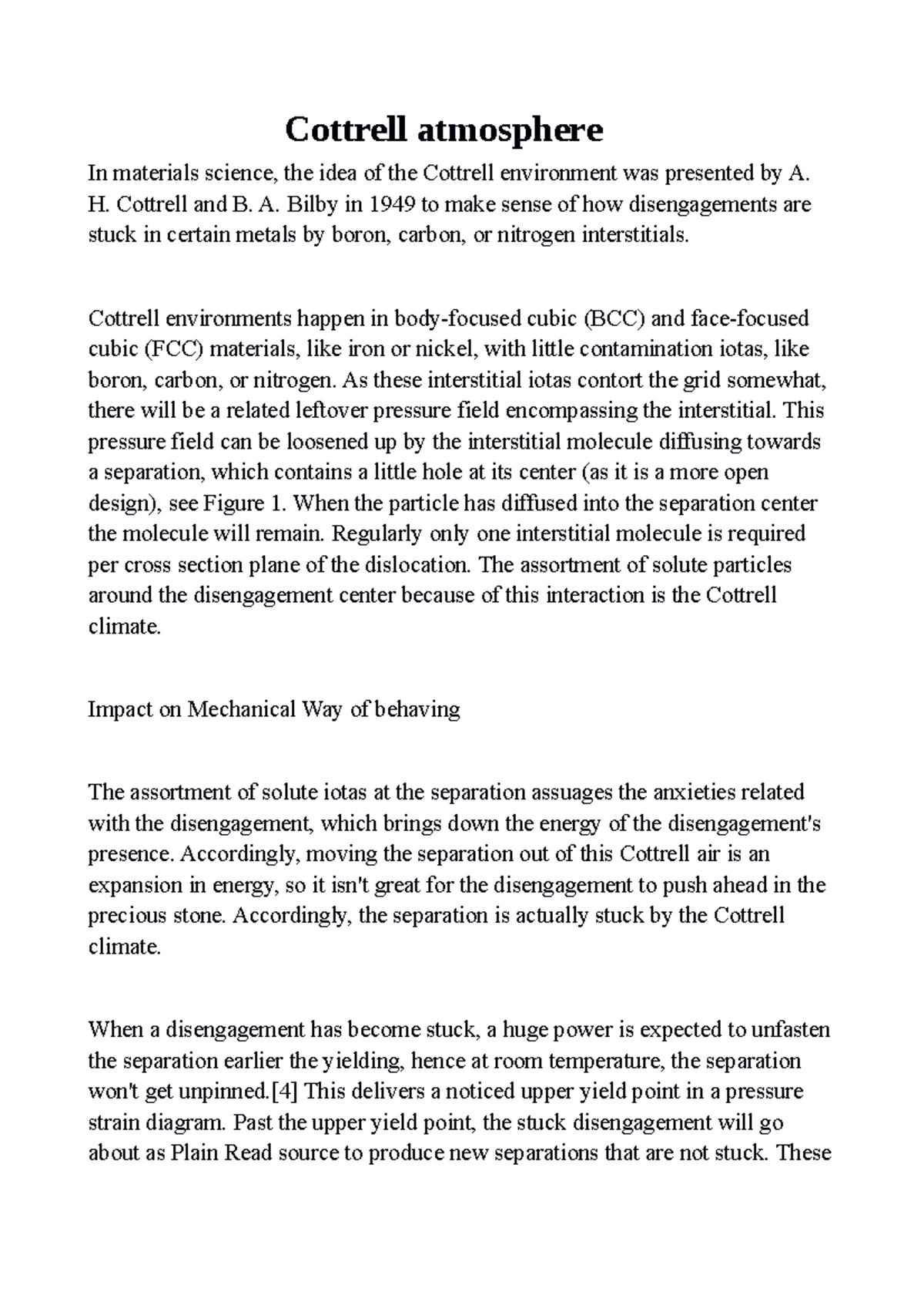 Cottrell atmosphere Ifah Cottrell atmosphere In materials science