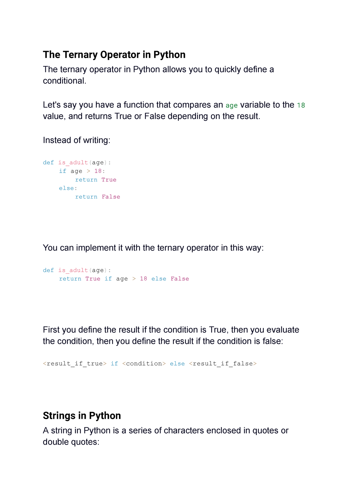 Strings In Python - Lecture - The Ternary Operator In Python The ...