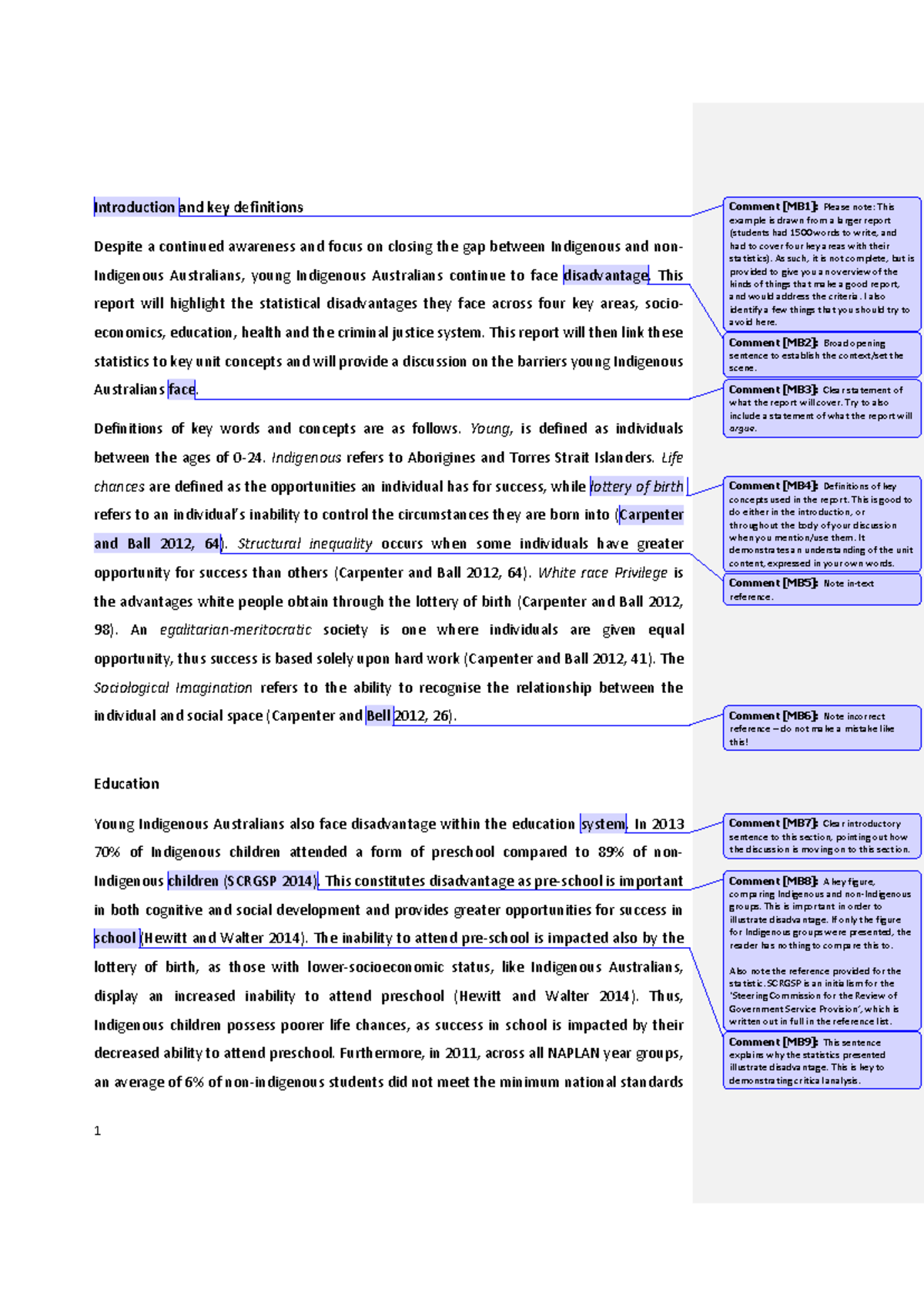 Example report - 1 Introduction and key definitions Despite a continued ...