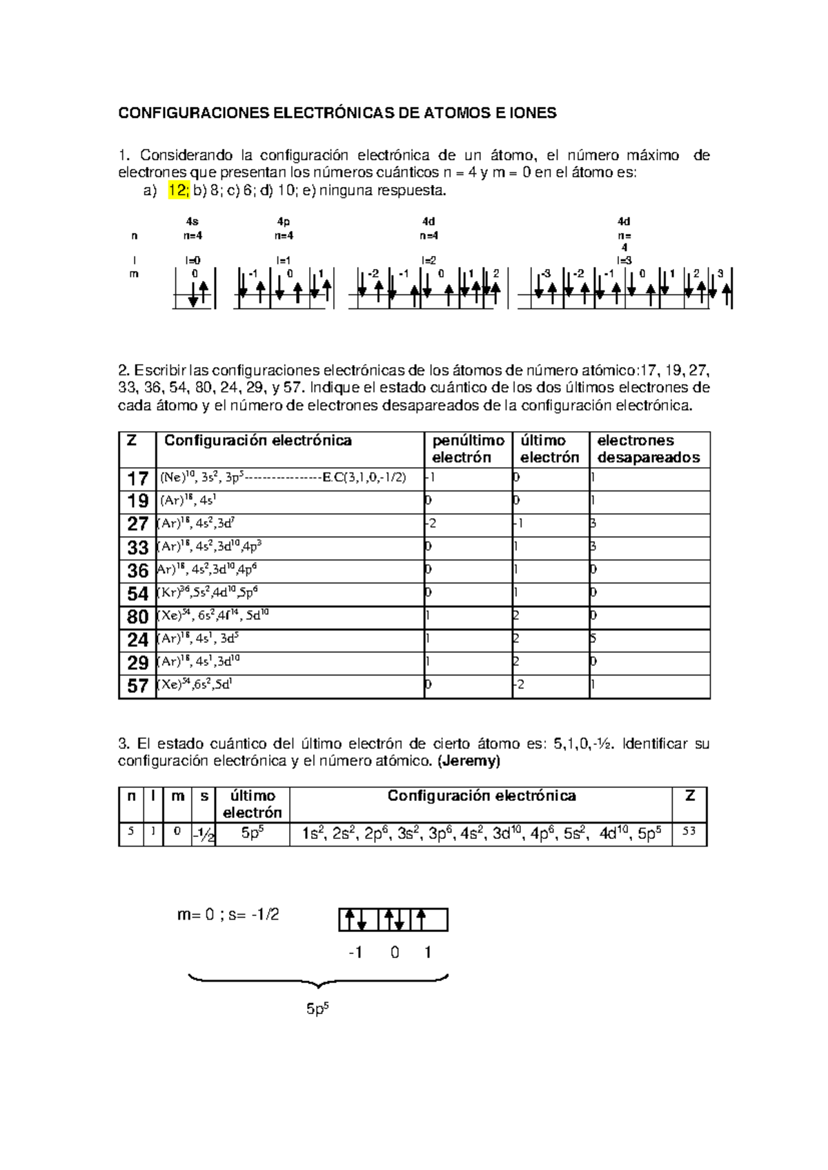 Configuraciones Electronicas De Atomos E Iones - CONFIGURACIONES ...