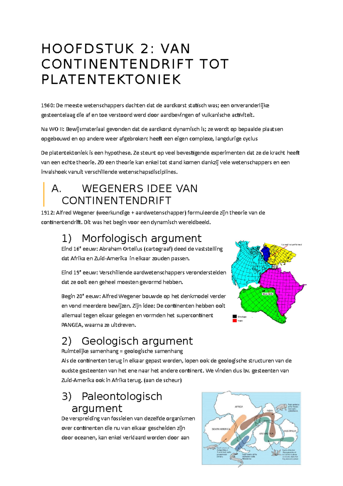 Hoofdstuk 2: Van Continentendrift Tot Platentektoniek - H O O F D S T U ...