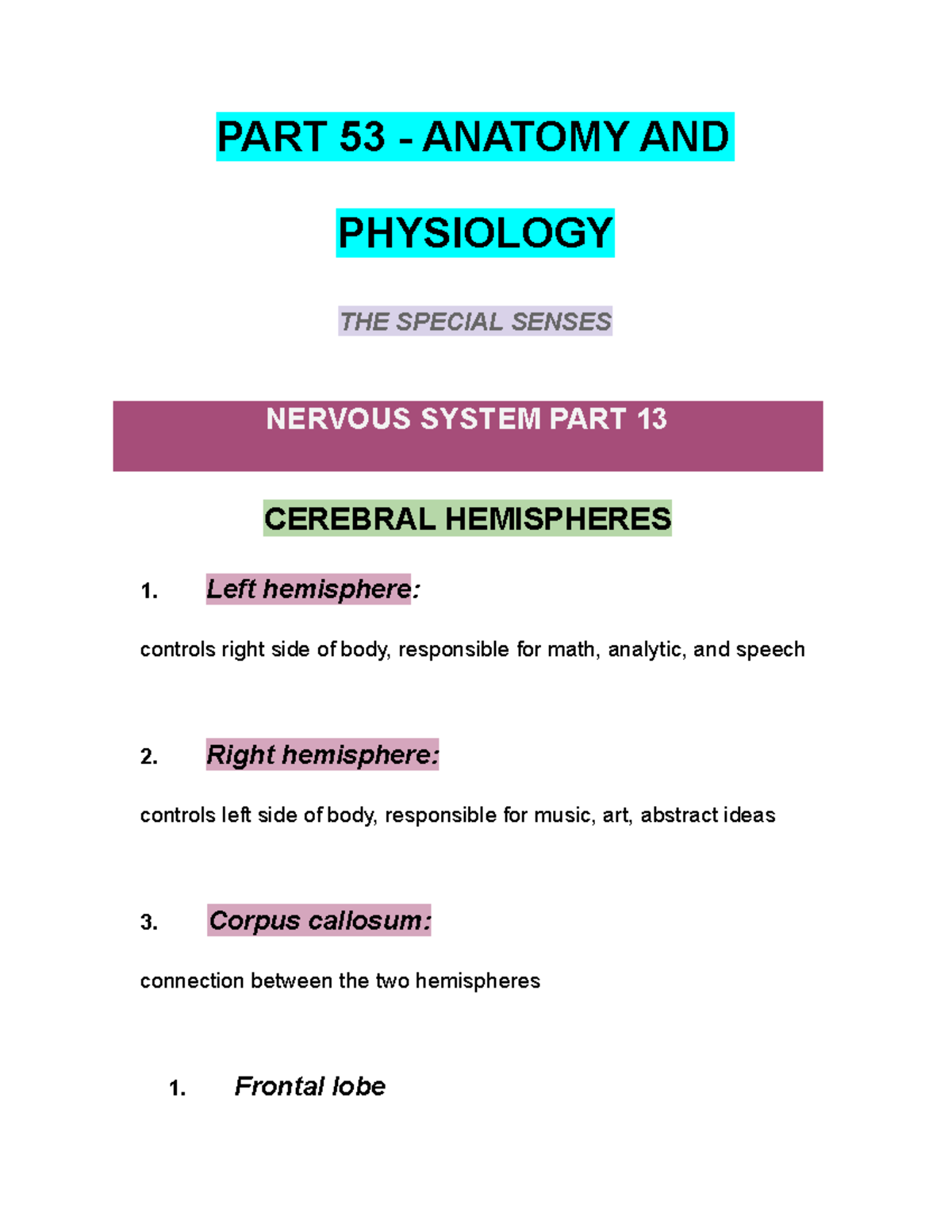 PART 53 - Anatomy AND Physiology - PART 53 - ANATOMY AND PHYSIOLOGY THE ...