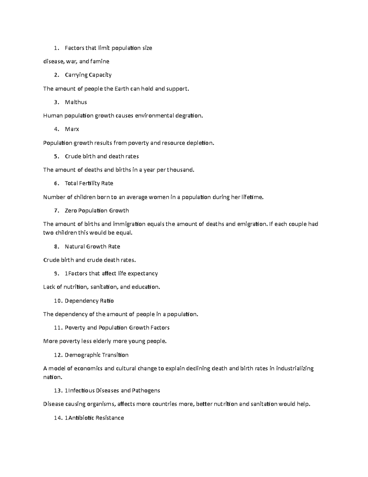 Bio Exam 2 - Notes for Exam 2 - Factors that limit population size ...
