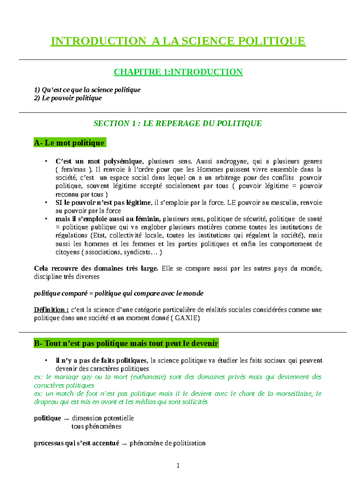 Sciences po - Cours complet - INTRODUCTION A LA SCIENCE POLITIQUE ...