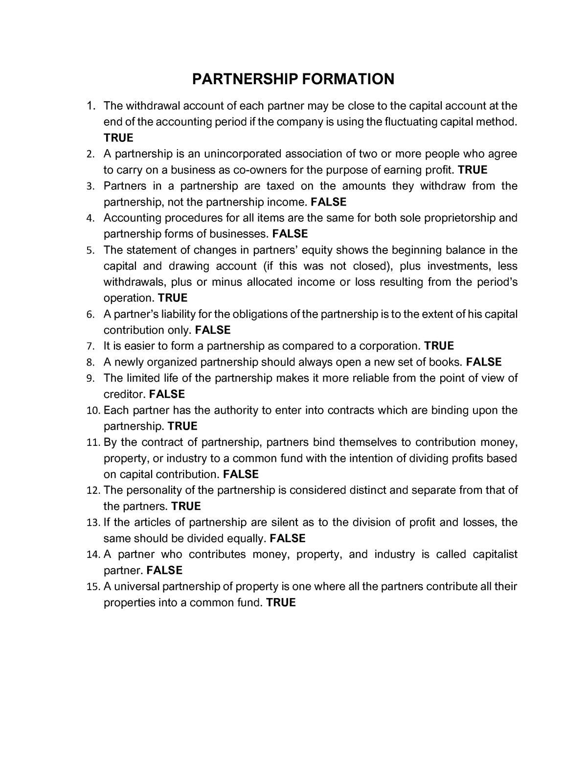 Partnership- Formation-Reviewer-Theory Concepts - PARTNERSHIP FORMATION ...