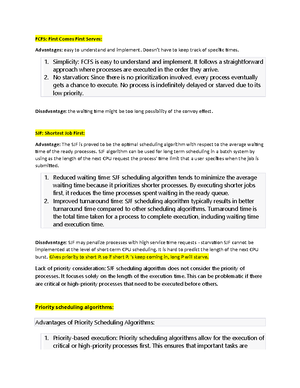 OS Side notes - OS Side Notes Date: 11/12/ FCFS Scheduling First come ...