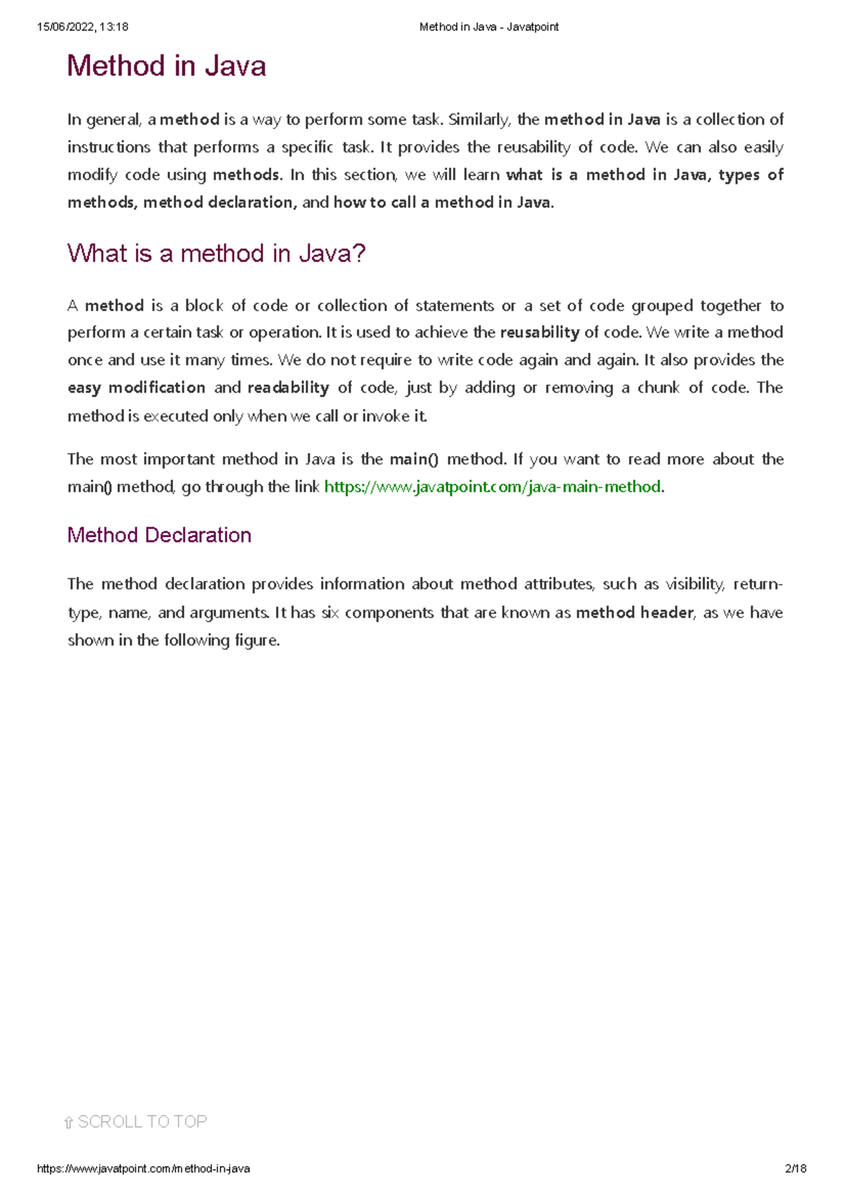 Method in java ok so method in java in general a method is a way