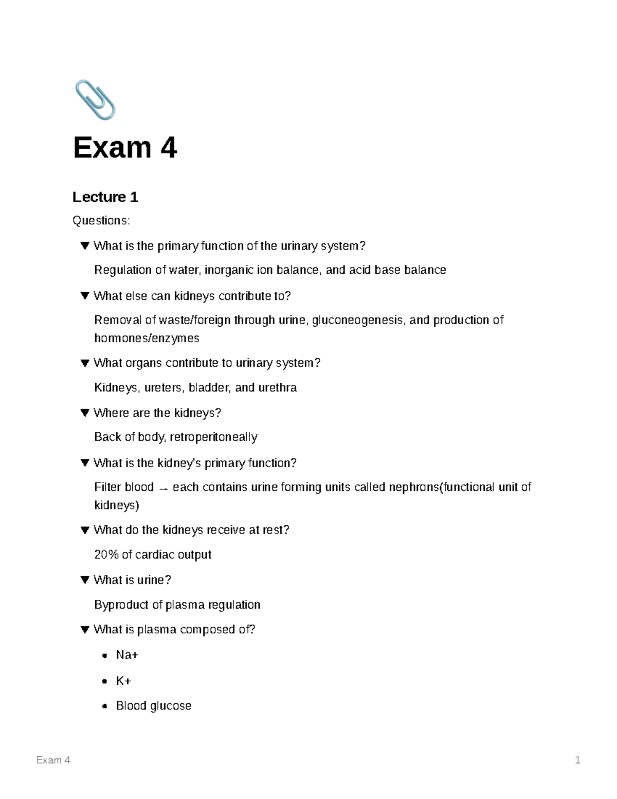 Exam 4 - overview - Exam 4 Lecture 1 Questions: What is the primary ...