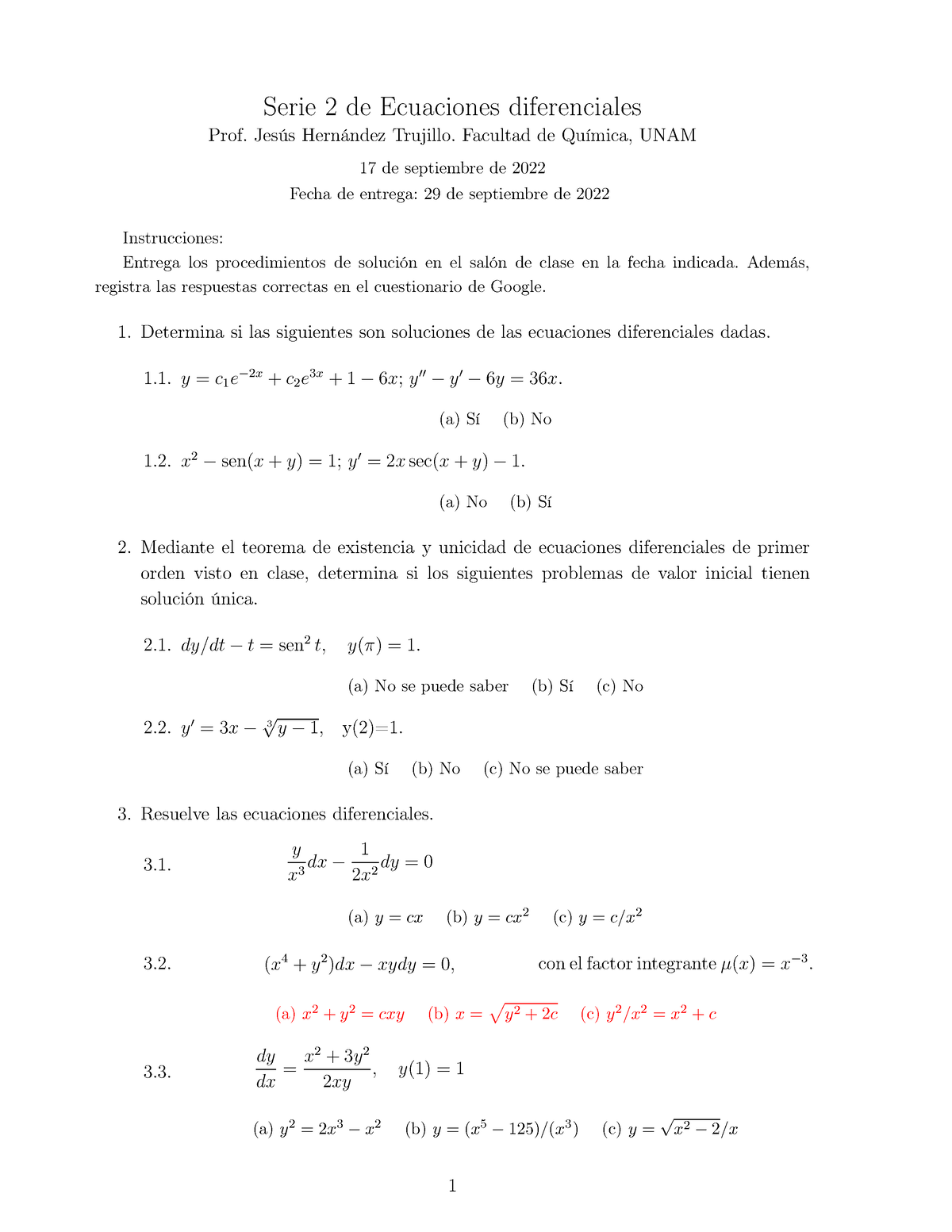 Eds Serie 2 - Guia - Serie 2 De Ecuaciones Diferenciales Prof. Jesús ...