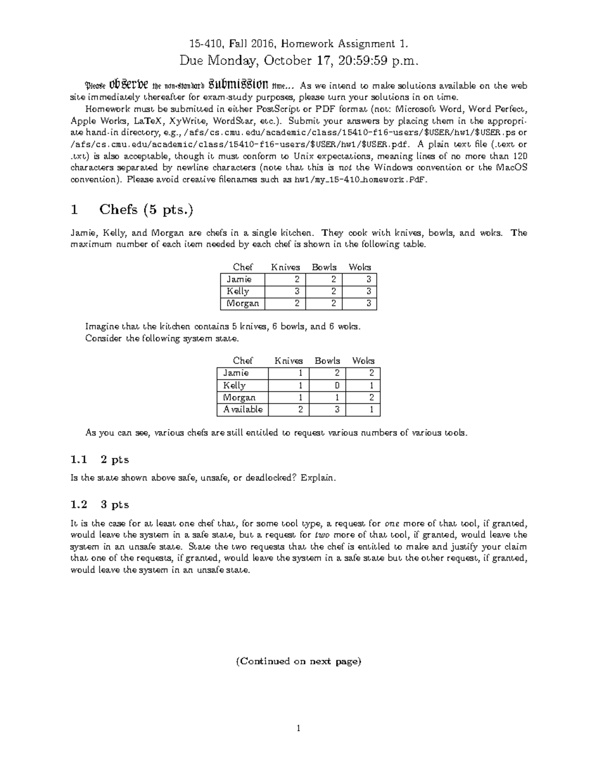 Seminar Assignments - Hw 1 - Fall 2016, Homework Assignment 1. Due ...