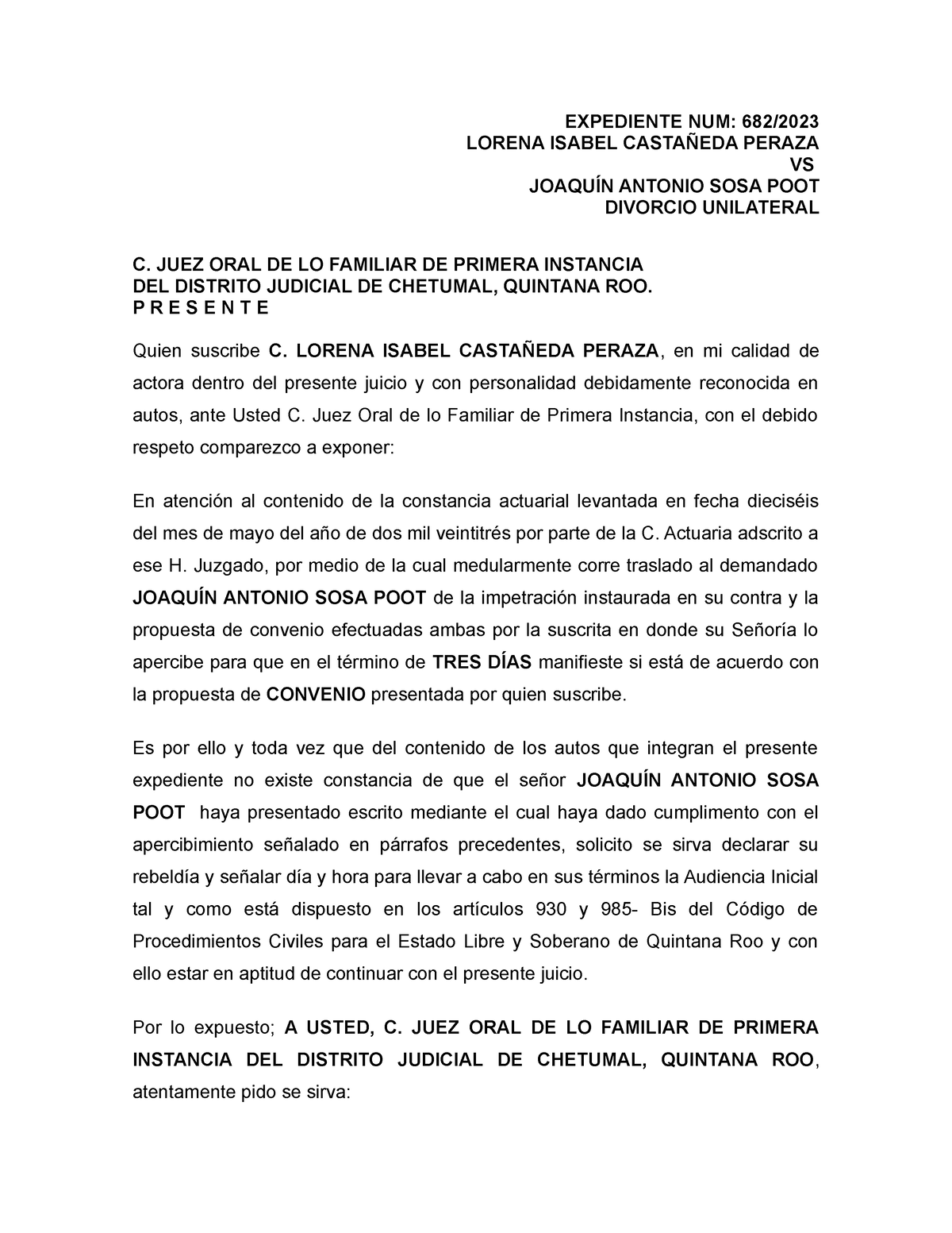 Lorena Rebeldía - Formulario - EXPEDIENTE NUM: 682/ LORENA ISABEL ...