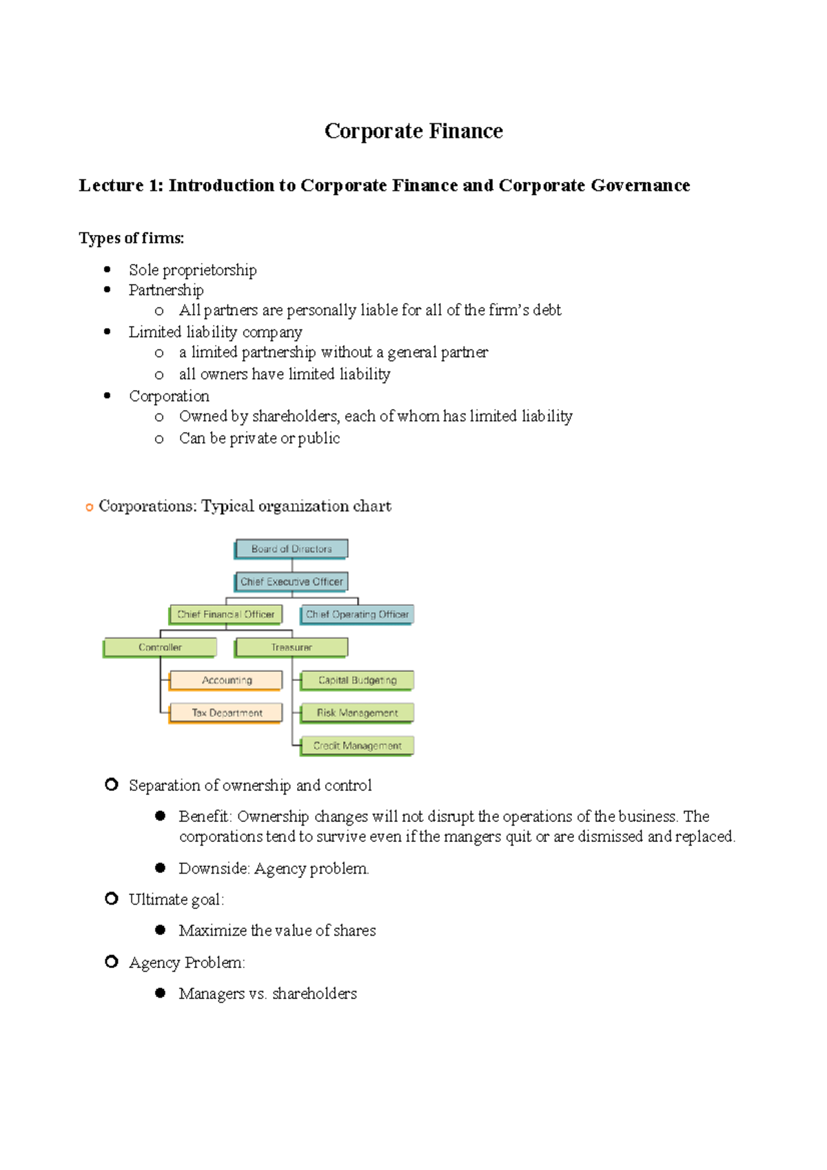 Corporate Finance - Just Some Basic Notes For Some Lectures - Corporate ...