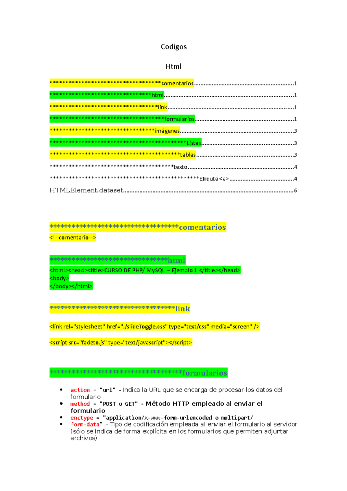Codigos html - programacion web - Codigos Html - Studocu