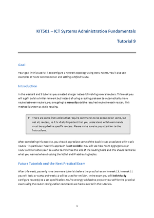 Kit501-tute-01 - Tutorial 1 - KIT501 – ICT Systems Administration ...