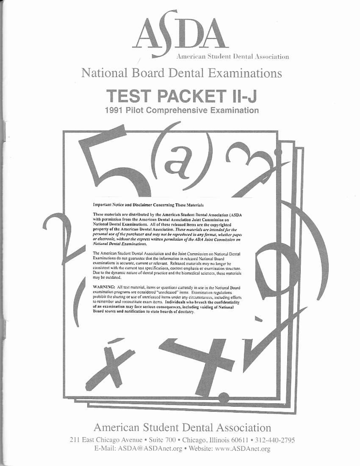 ASDA Test Packet II-J 1991 MCQs (A) - A\DA ####### .l SnxlFnr l)crrrl ...