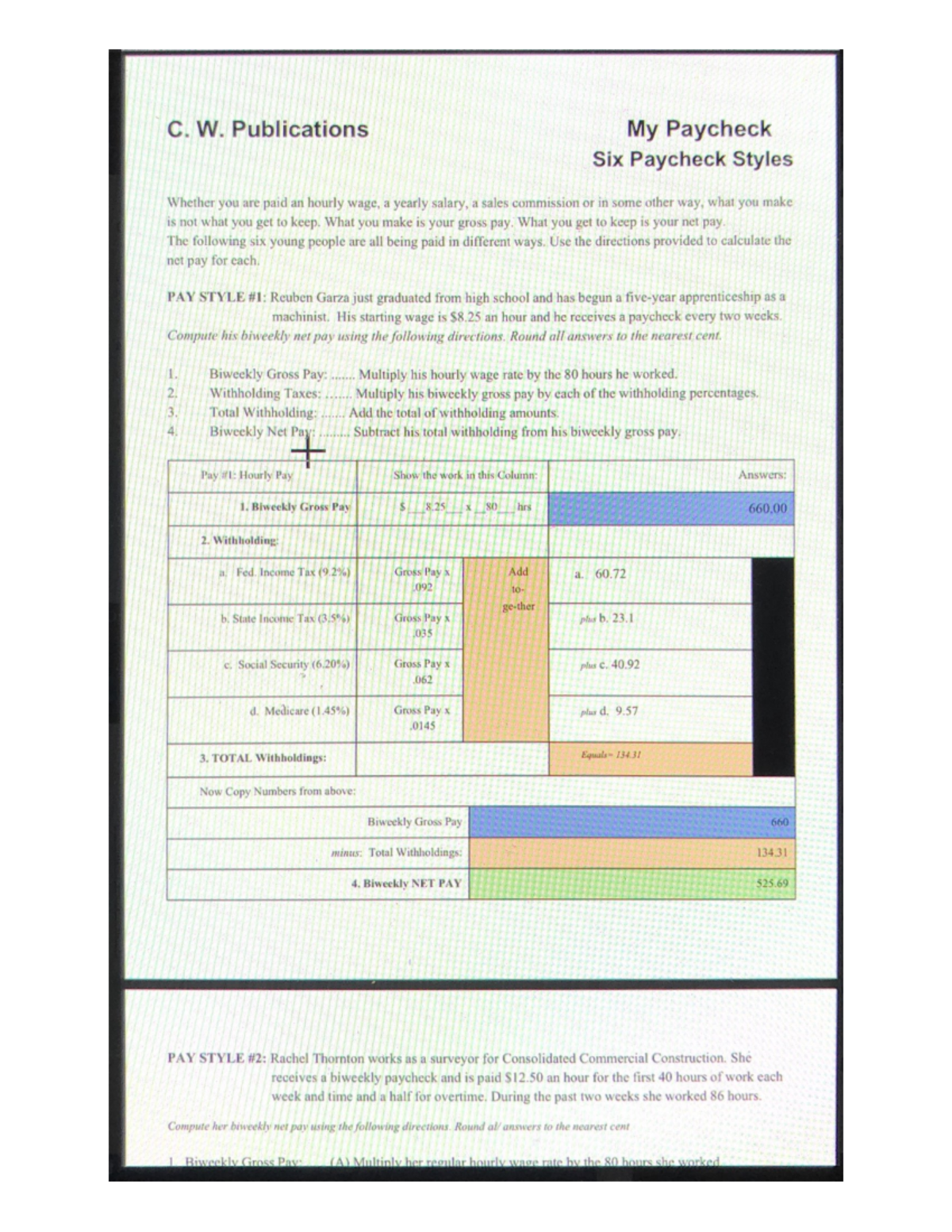 C. W. Publications - C. W. Publications My Paycheck Six Paycheck Styles ...