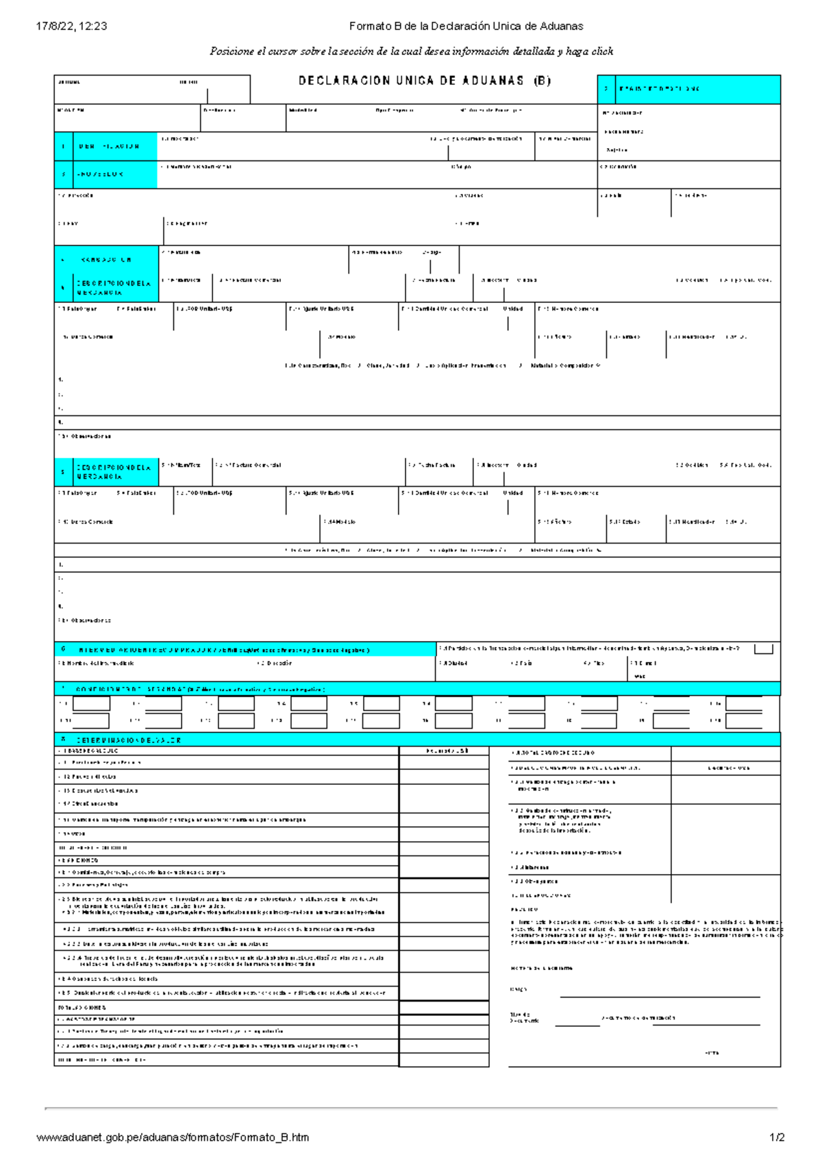 Formato B De La Declaración Unica De Aduanas - Administracion - Gob ...