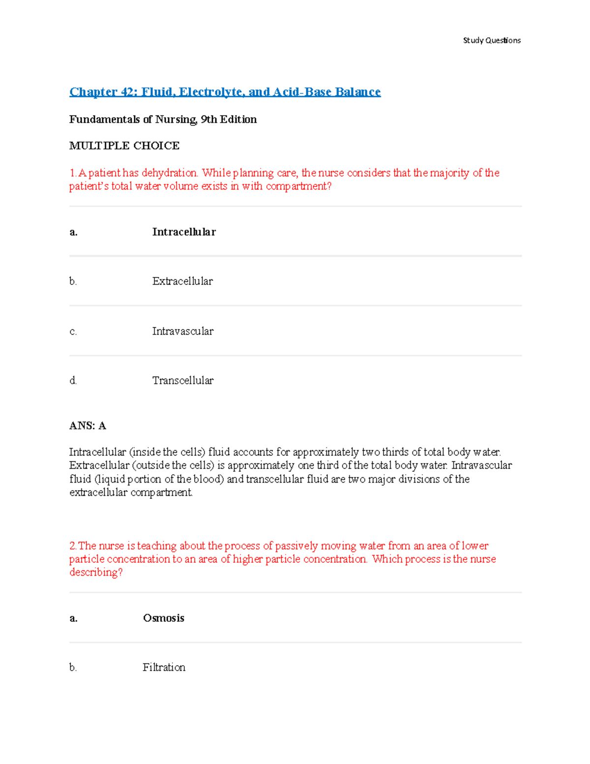 Chapter 42 Fluid, Electrolyte, And Acid-Base Balance - 2240 - Columbus ...