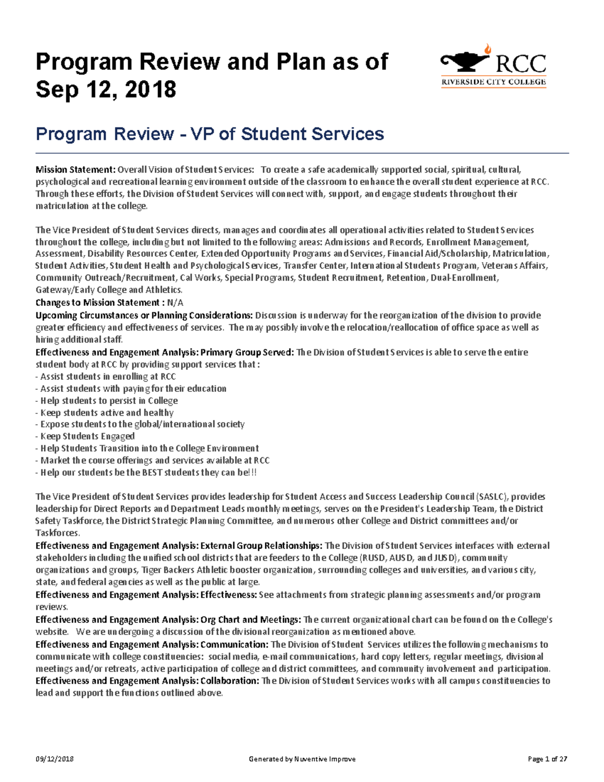 IIC2 VStudent Services-PRa P-2018 - Program Review and Plan as of Sep ...