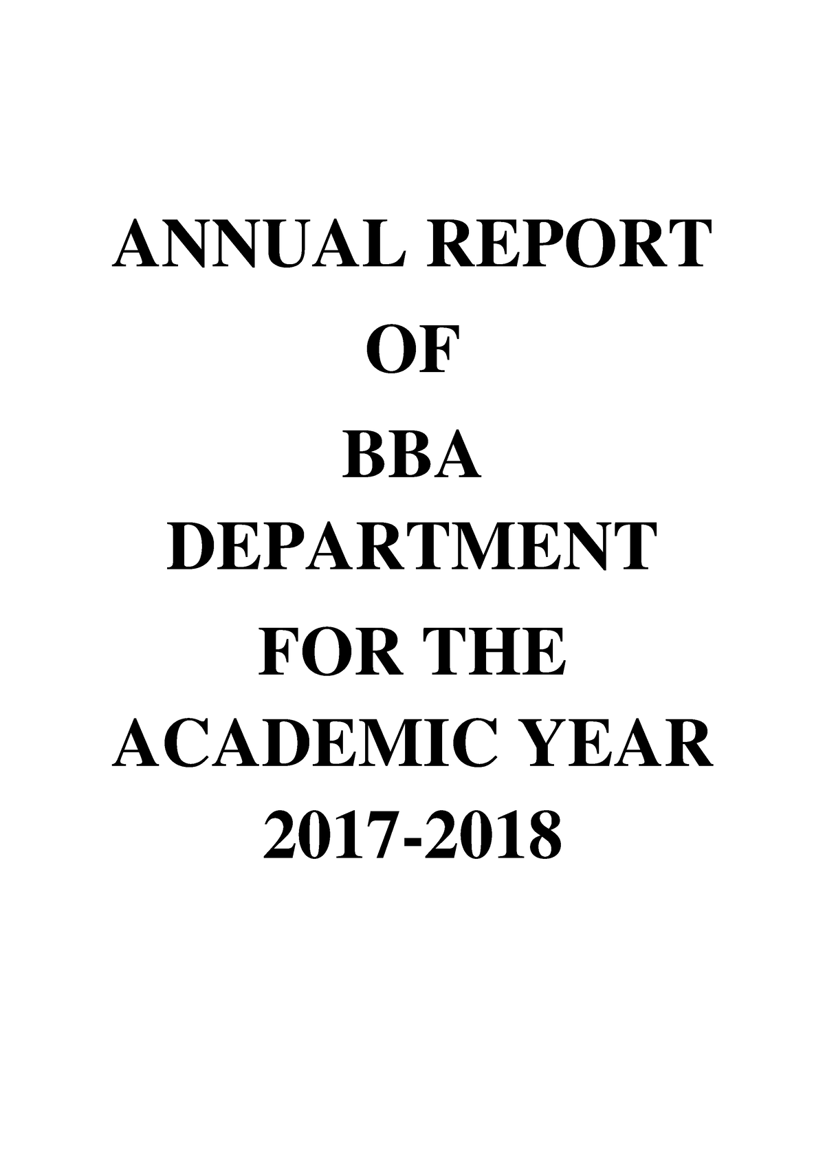 Annual Report BBA - Marketing - ANNUAL REPORT OF BBA DEPARTMENT FOR THE ...