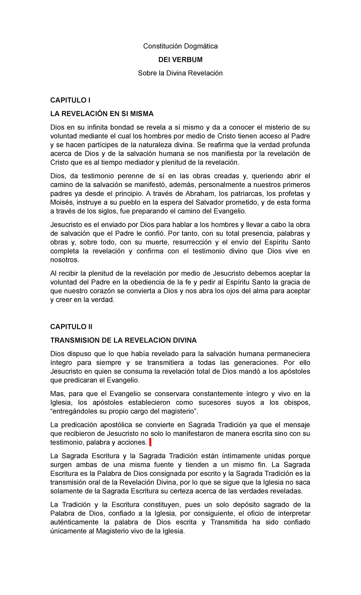 Constitución Dogmática DEI Verbum Sobre La Revelación Divina ...