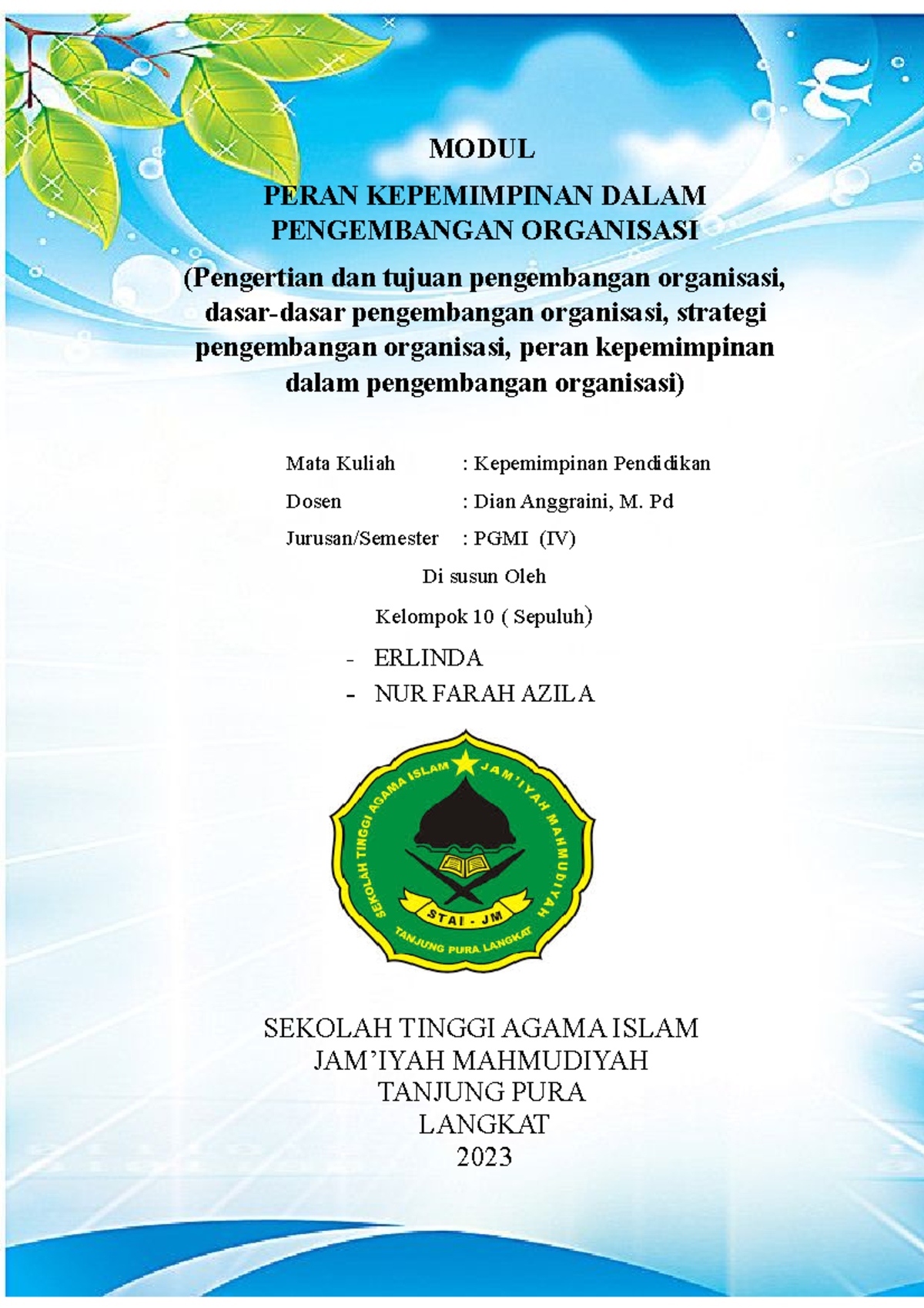 Modul Peran Kepemimpinan Dalam Pengembangan Organisasi - MODUL PERAN ...